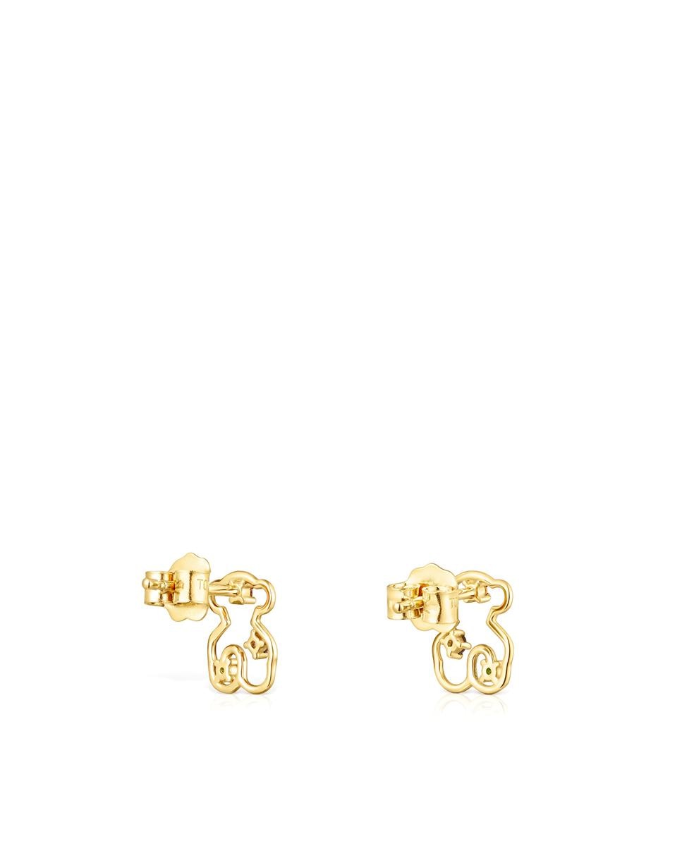 Brincos Tsuri de Urso em Ouro com Pedras Multicolor-3