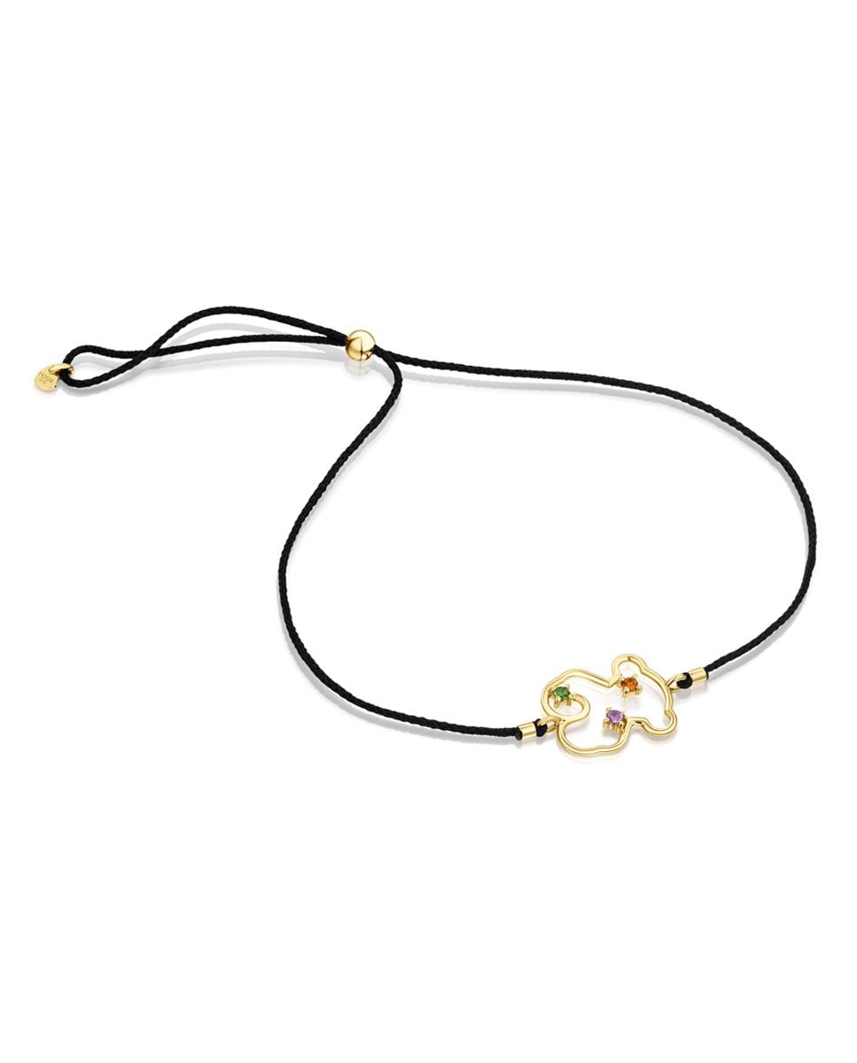 Pulseira Tsuri com Urso em Ouro e Pedras Multicolor Multicolor-1