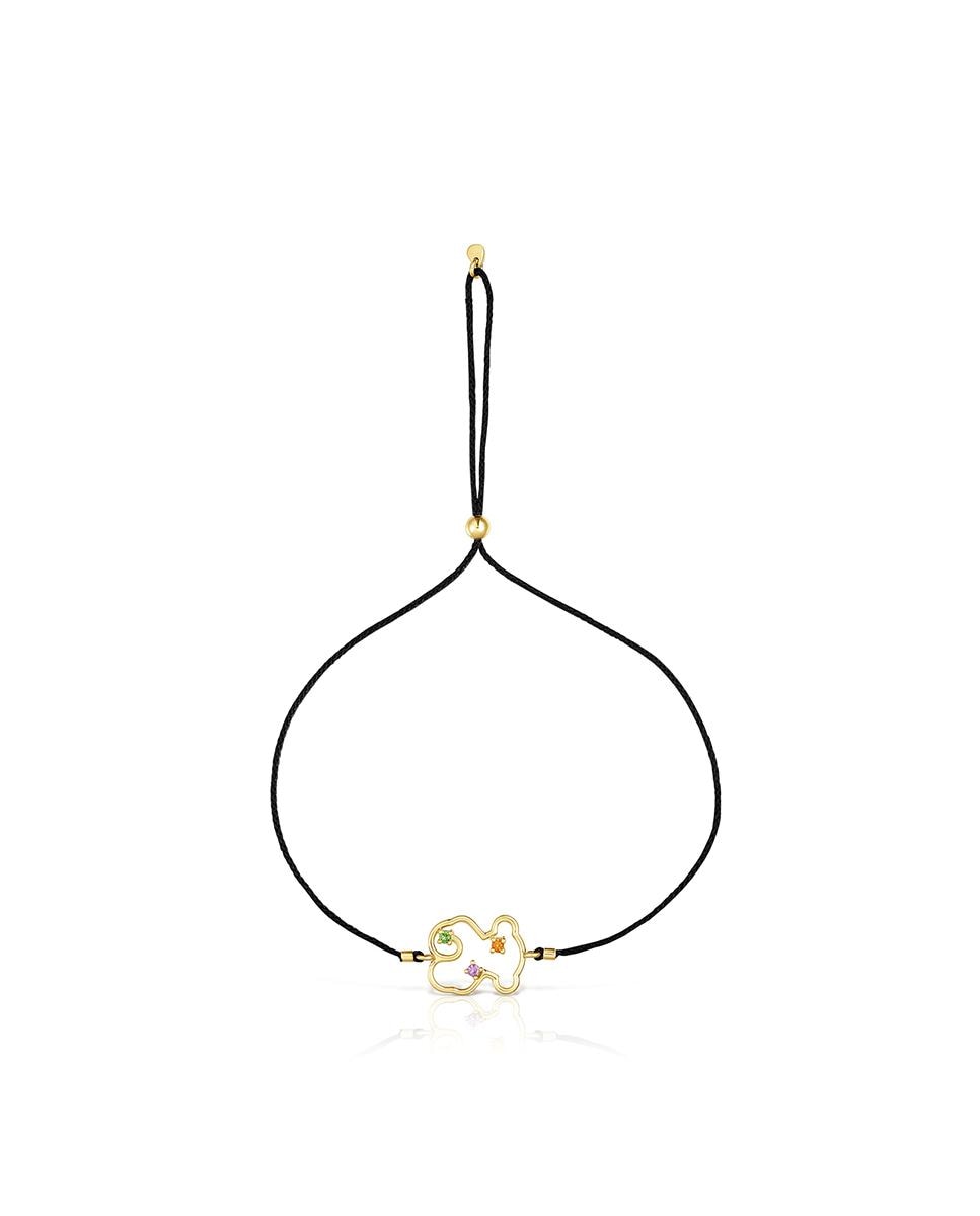 Pulseira Tsuri com Urso em Ouro e Pedras Multicolor Multicolor-2