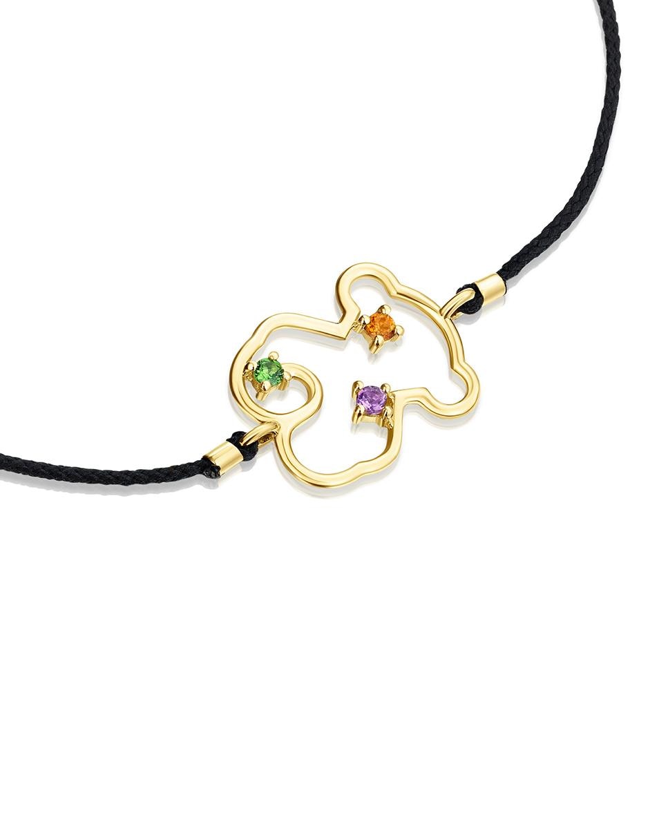 Pulseira Tsuri com Urso em Ouro e Pedras Multicolor Multicolor-3