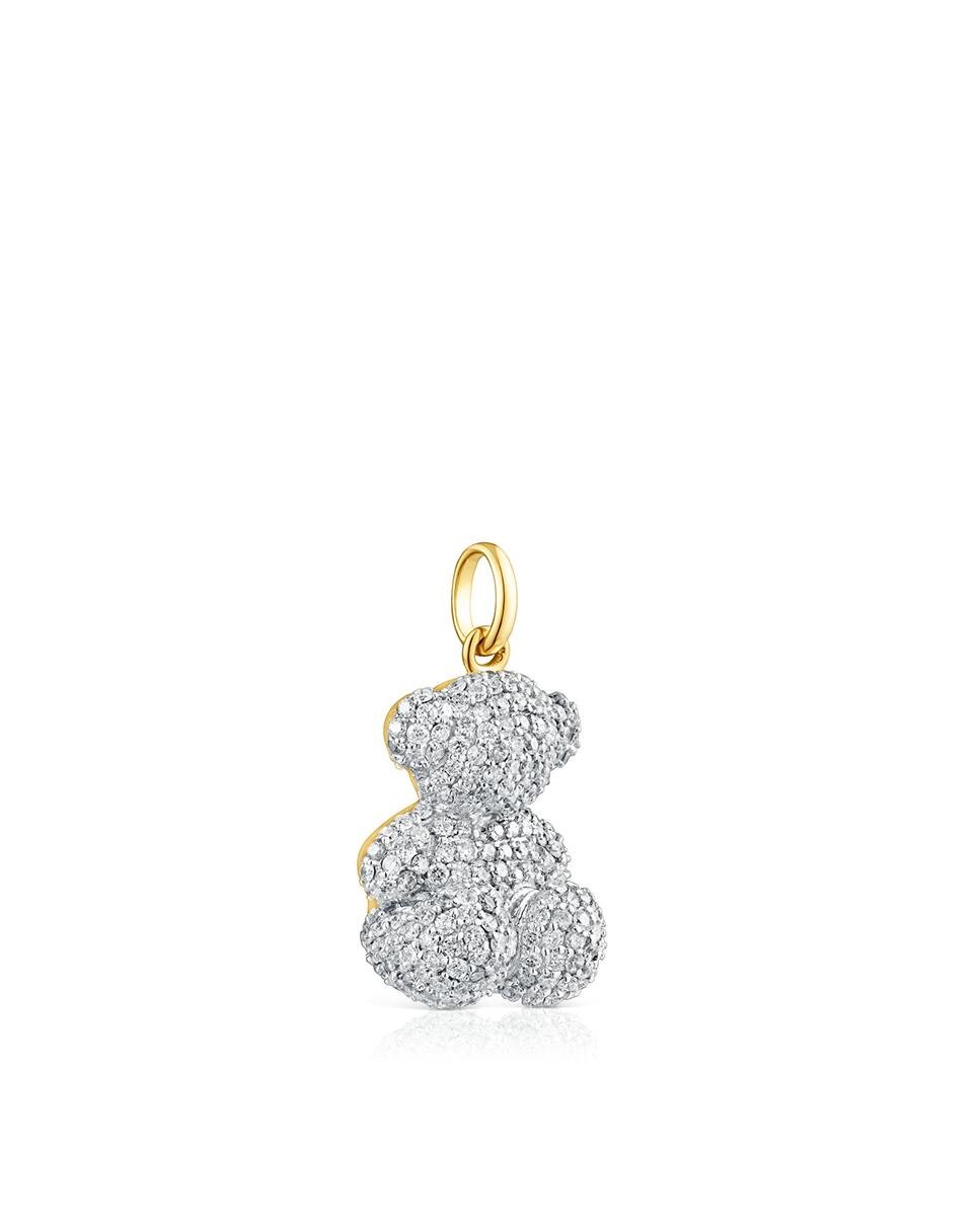 Pendente Bold Bear de Urso de Diamantes e Ouro Branco-2