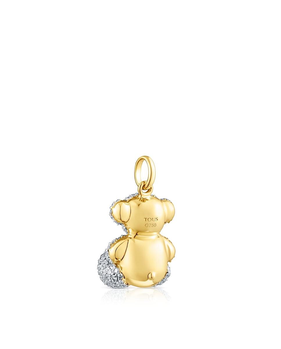 Pendente Bold Bear de Urso de Diamantes e Ouro Branco-3