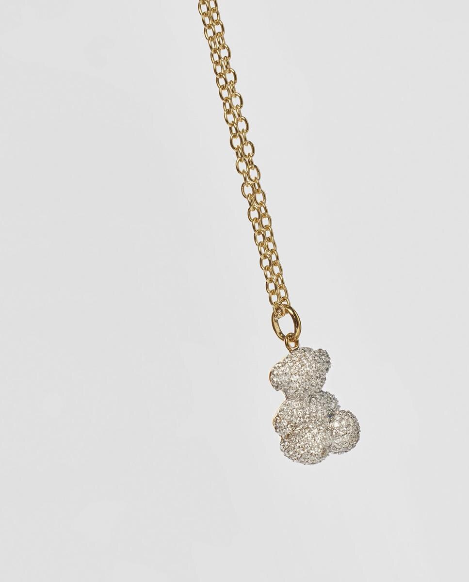 Pendente Bold Bear de Urso de Diamantes e Ouro Branco-5