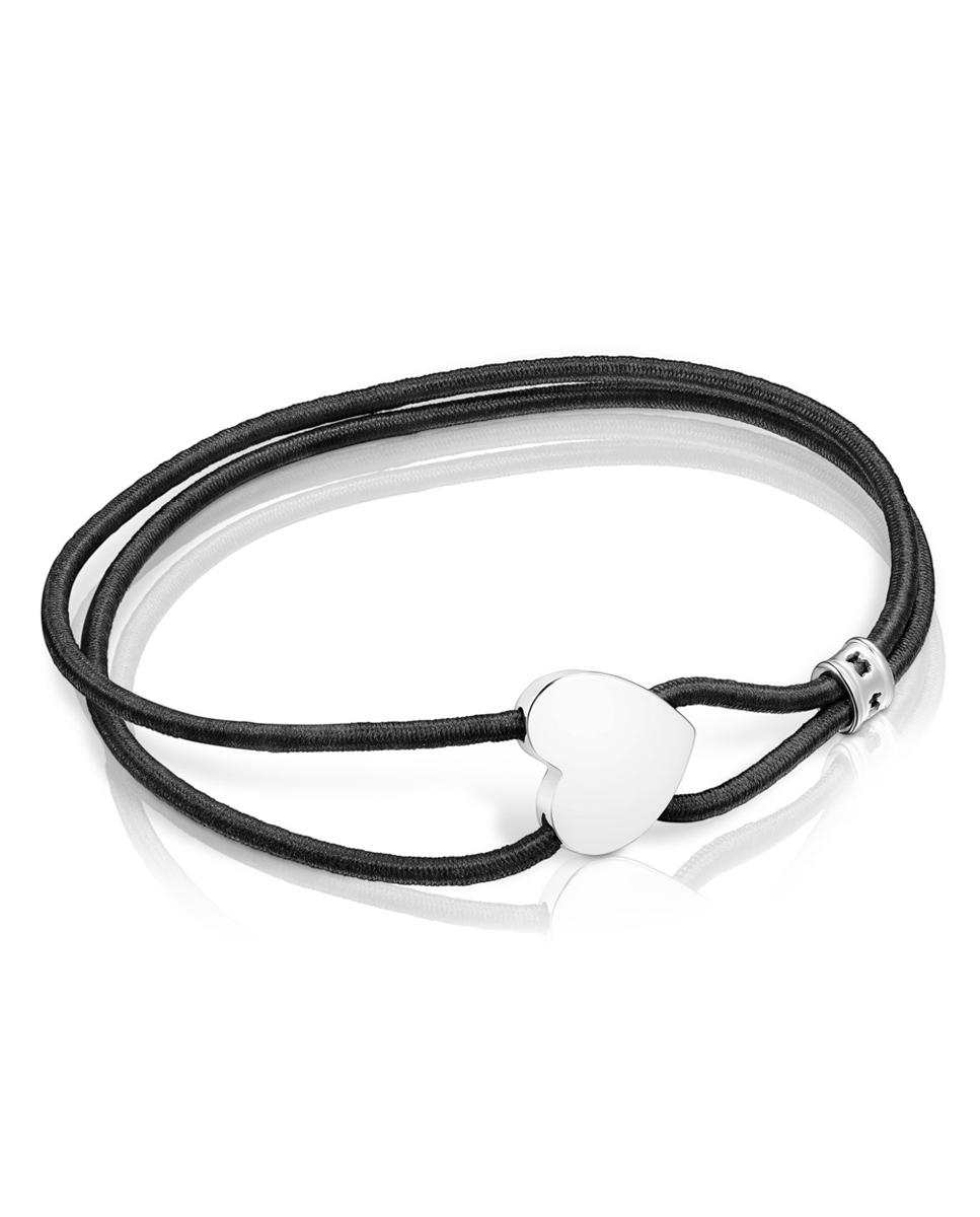 Pulseira Sweet Dolls Elástica Preta com Coração de Prata Preto-1