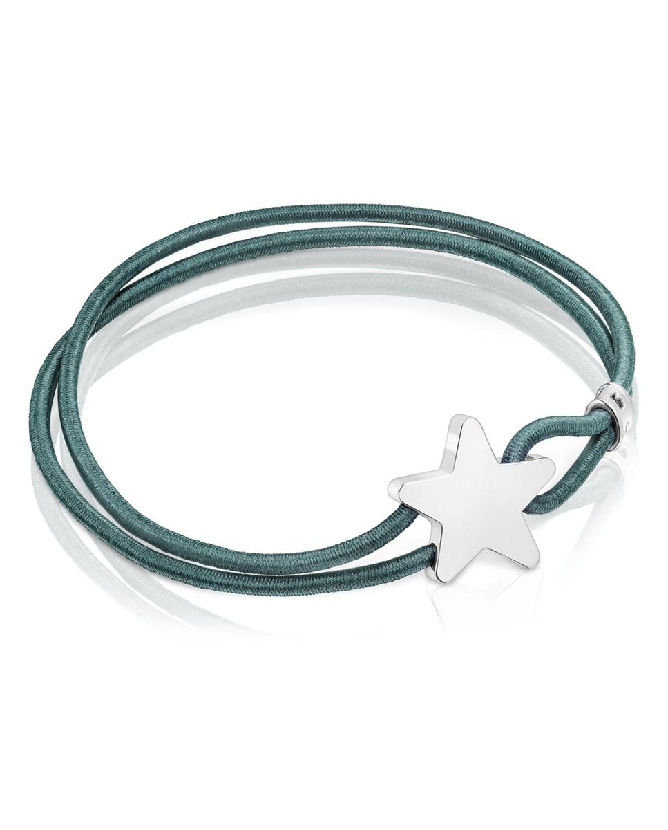 Pulseira Sweet Dolls Elástica Azul com Estrela de Prata Verde-azulado-1