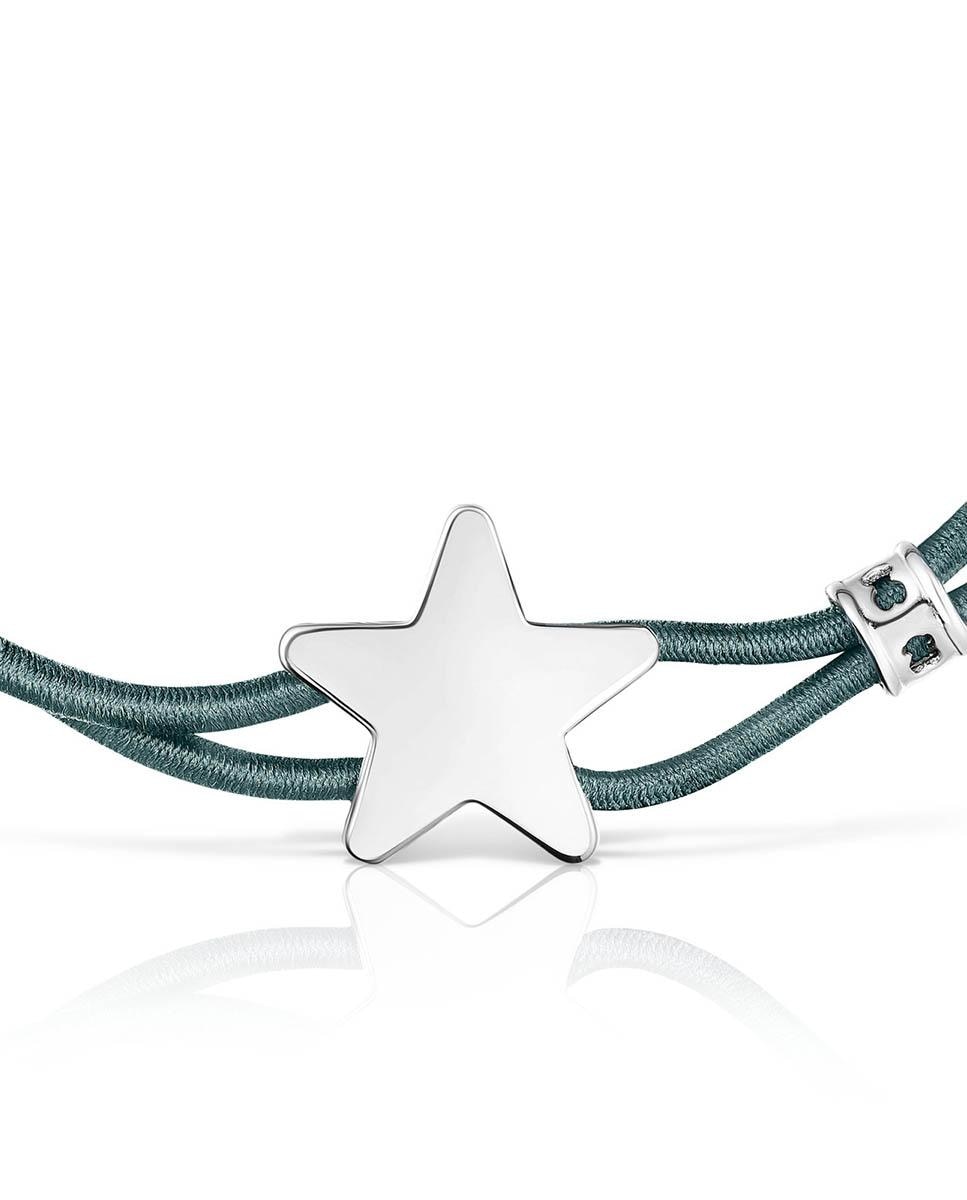 Pulseira Sweet Dolls Elástica Azul com Estrela de Prata Verde-azulado-4