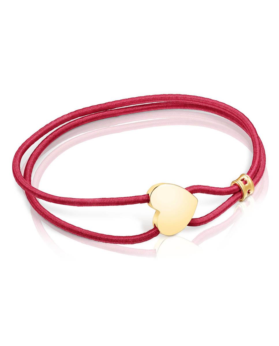 Pulseira Sweet Dolls Elástica em Vermelho com Coração Banhada a Ouro de 18 Kt Sobre Prata Multicolor-1