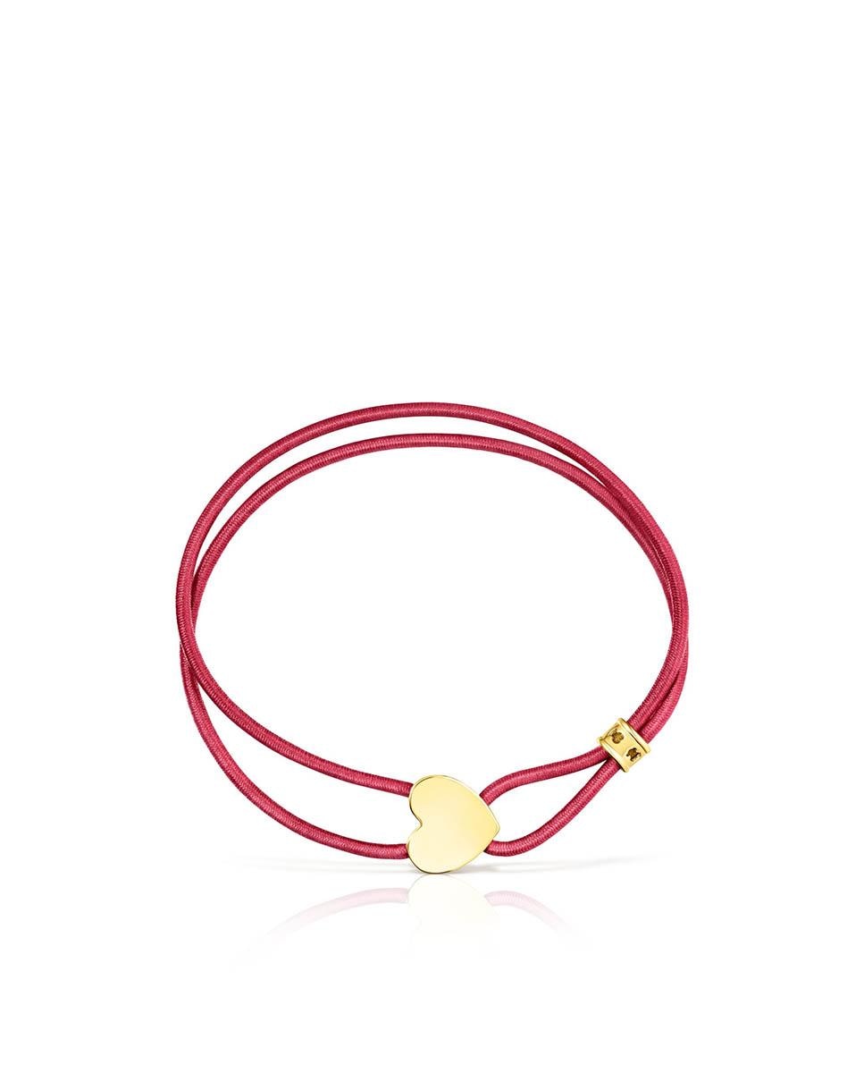Pulseira Sweet Dolls Elástica em Vermelho com Coração Banhada a Ouro de 18 Kt Sobre Prata Multicolor-2