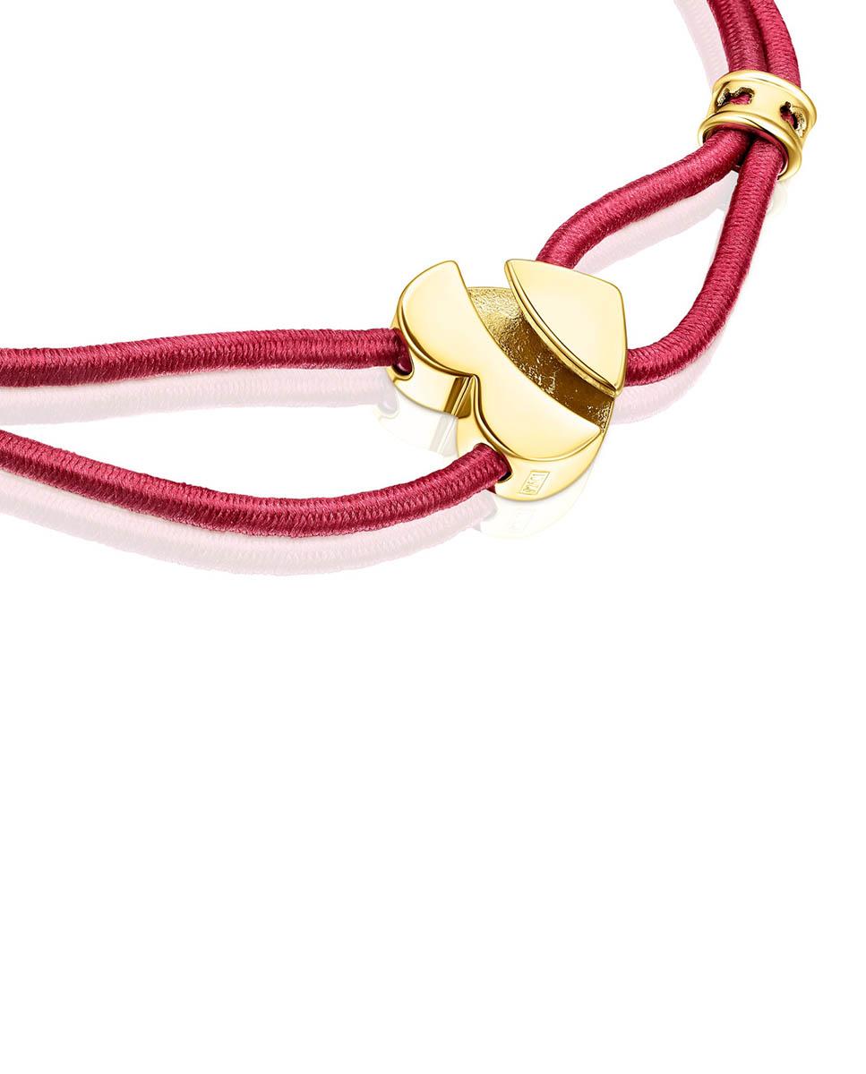 Pulseira Sweet Dolls Elástica em Vermelho com Coração Banhada a Ouro de 18 Kt Sobre Prata Multicolor-3