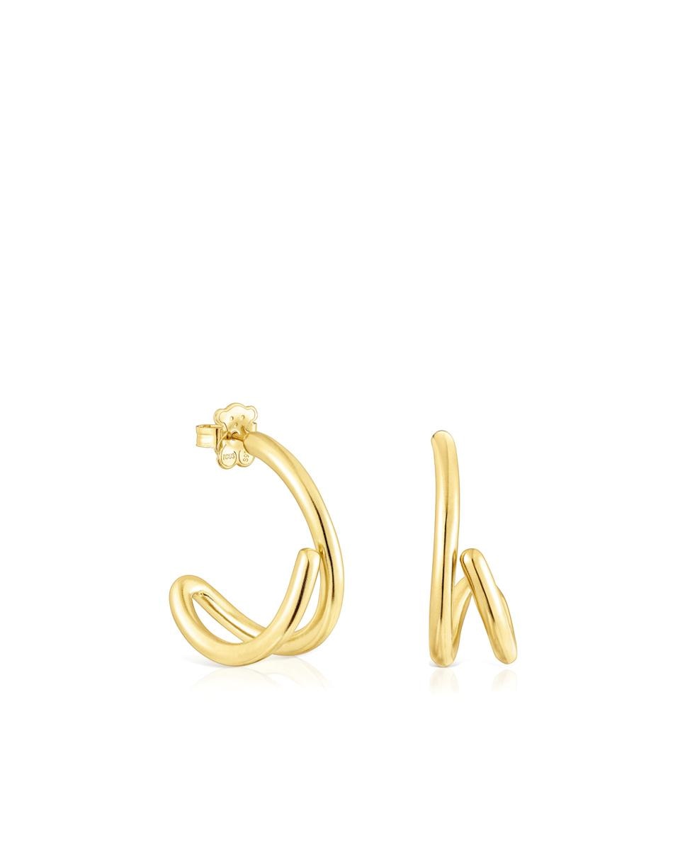 Brincos Bent de Aro em Prata Vermeil em Dourado Ouro-1