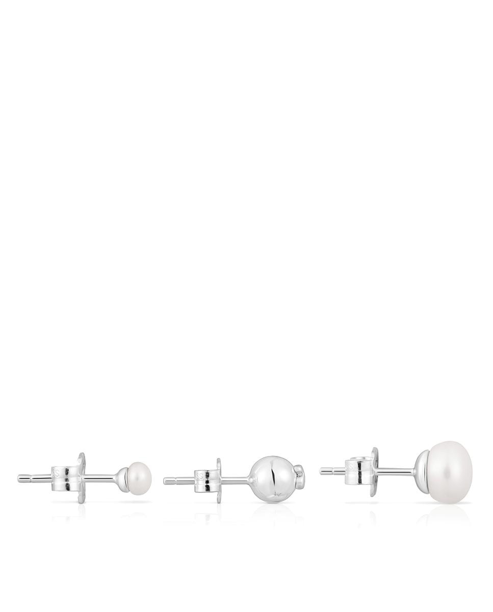 Pack de 3 Brincos Tsuri em Prata e Pérolas Branco-2