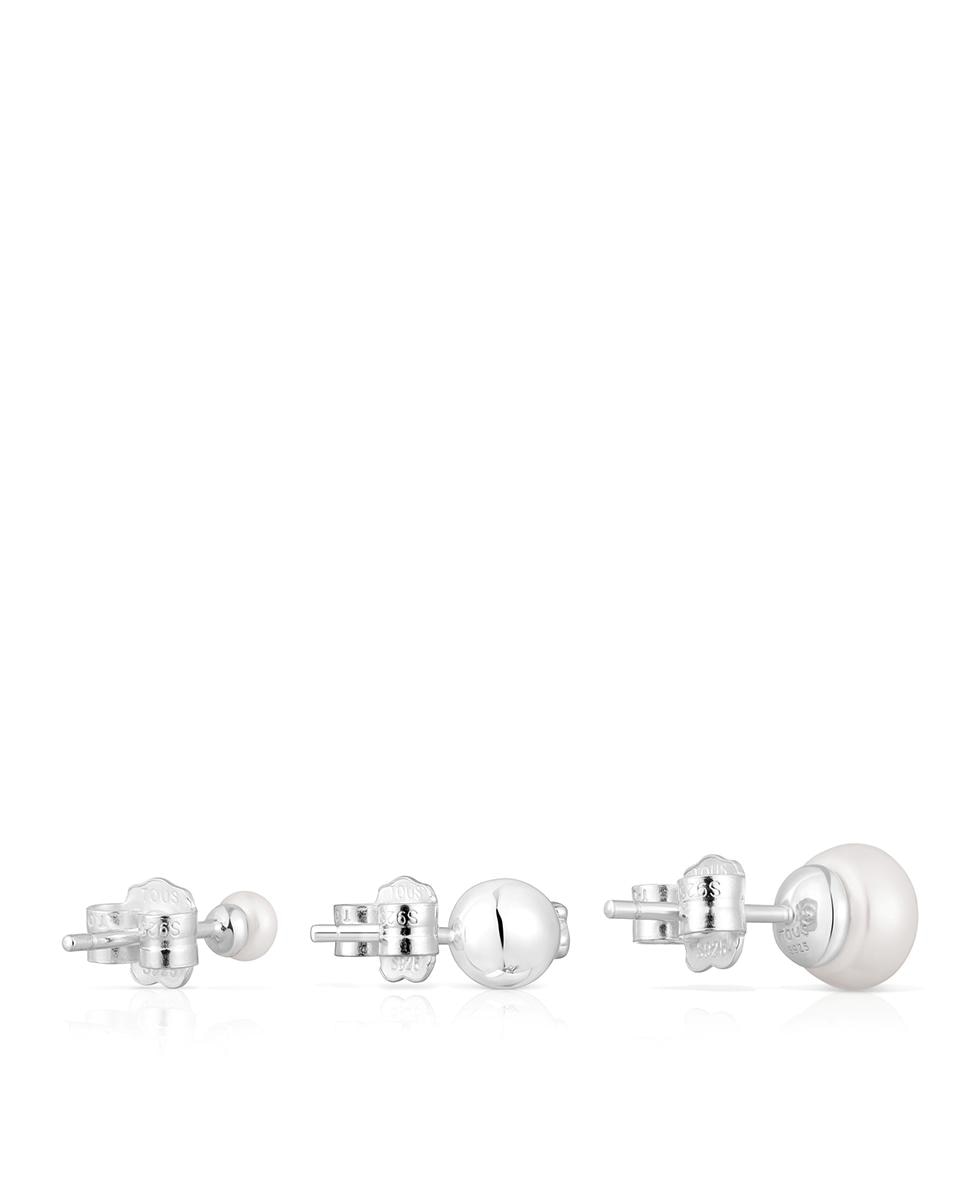 Pack de 3 Brincos Tsuri em Prata e Pérolas Branco-3