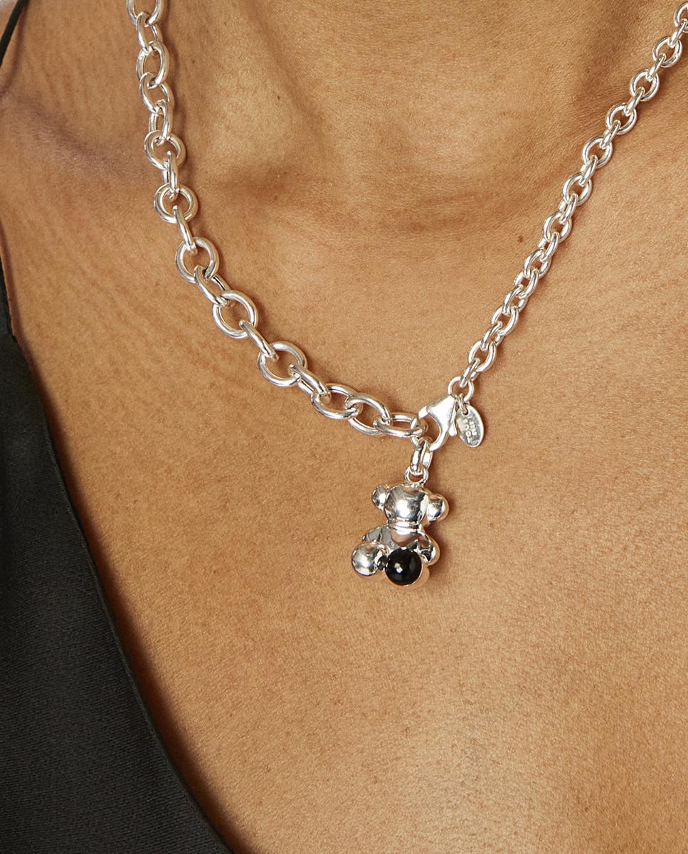 Pendiente Bold Bear de Urso de Prata e Ónix Preto-5