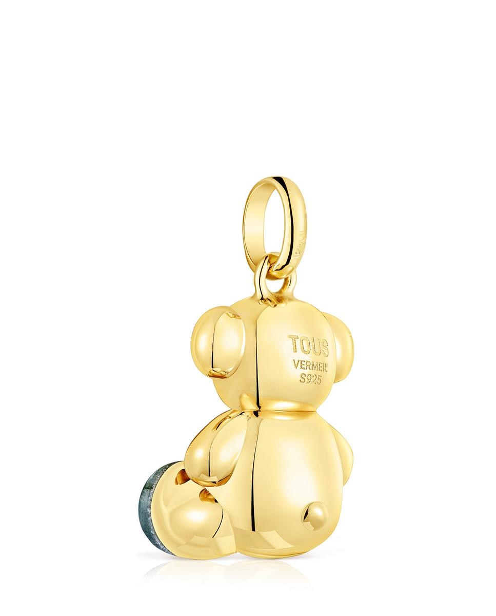 Pendente Bold Bear Urso Grande Banhado em Ouro de 18 Kt Sobre Prata e Labradorite Azul-3