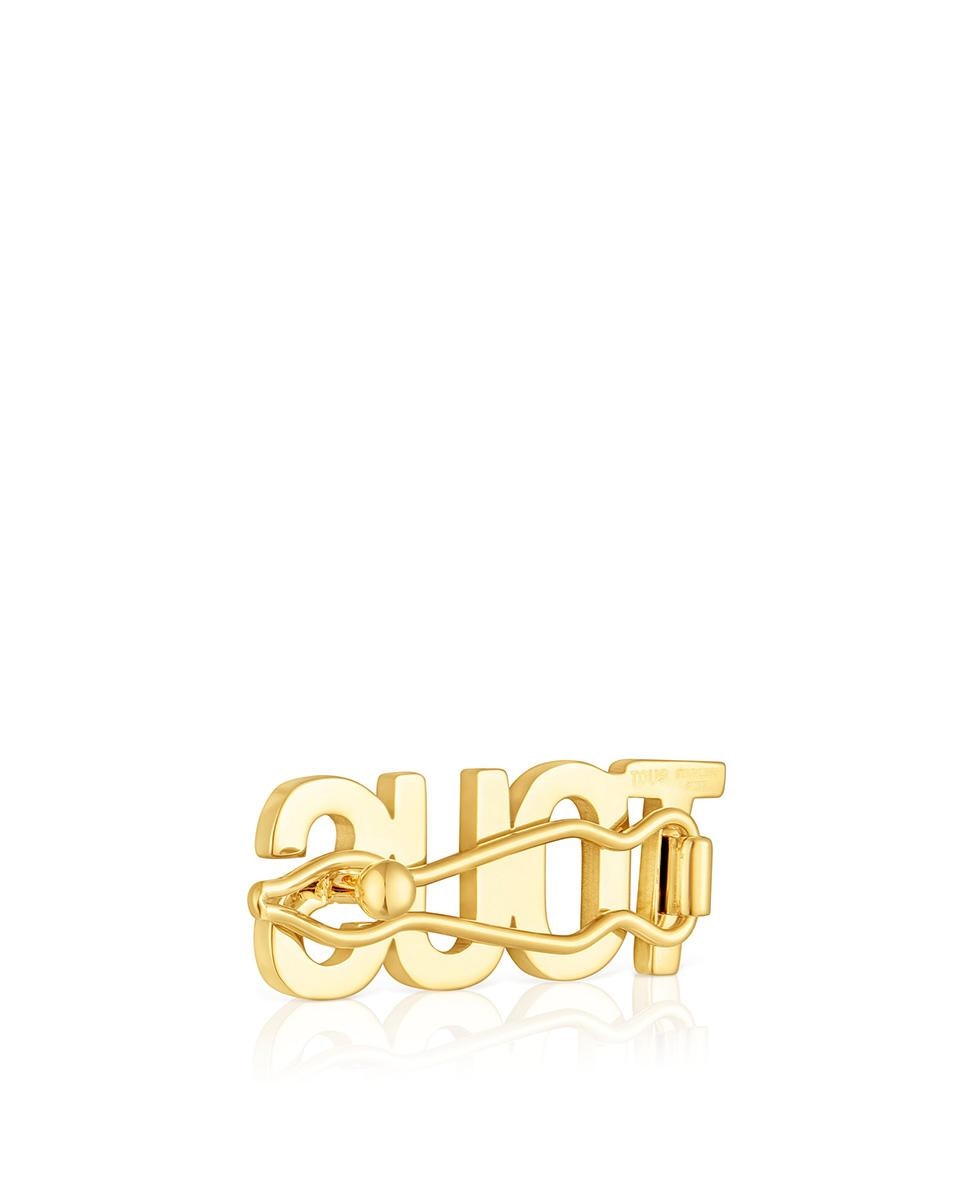 Presilha para o Cabelo com Logo de Aço Ouro-3
