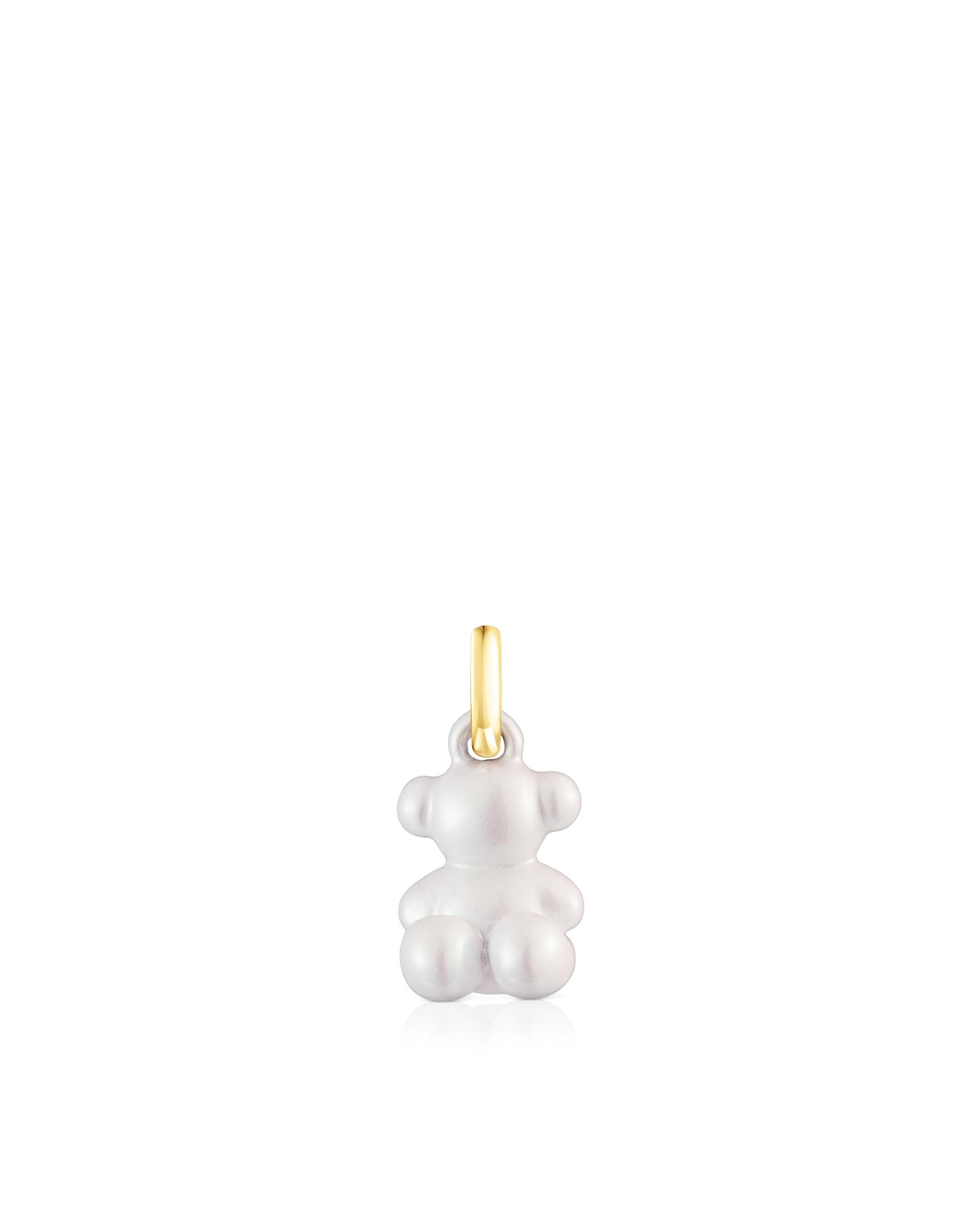 Pendente Bold Bear de Urso Pequeno de Aço em Branco Prata-1