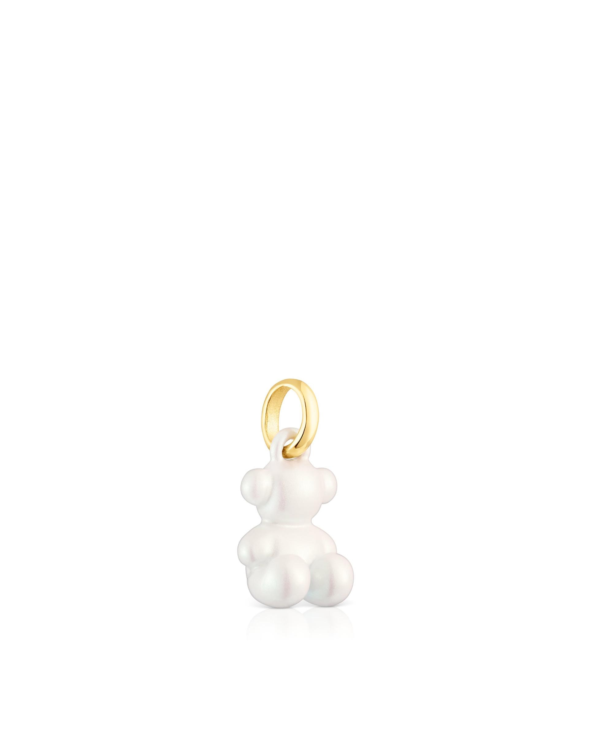 Pendente Bold Bear de Urso Pequeno de Aço em Branco Prata-2
