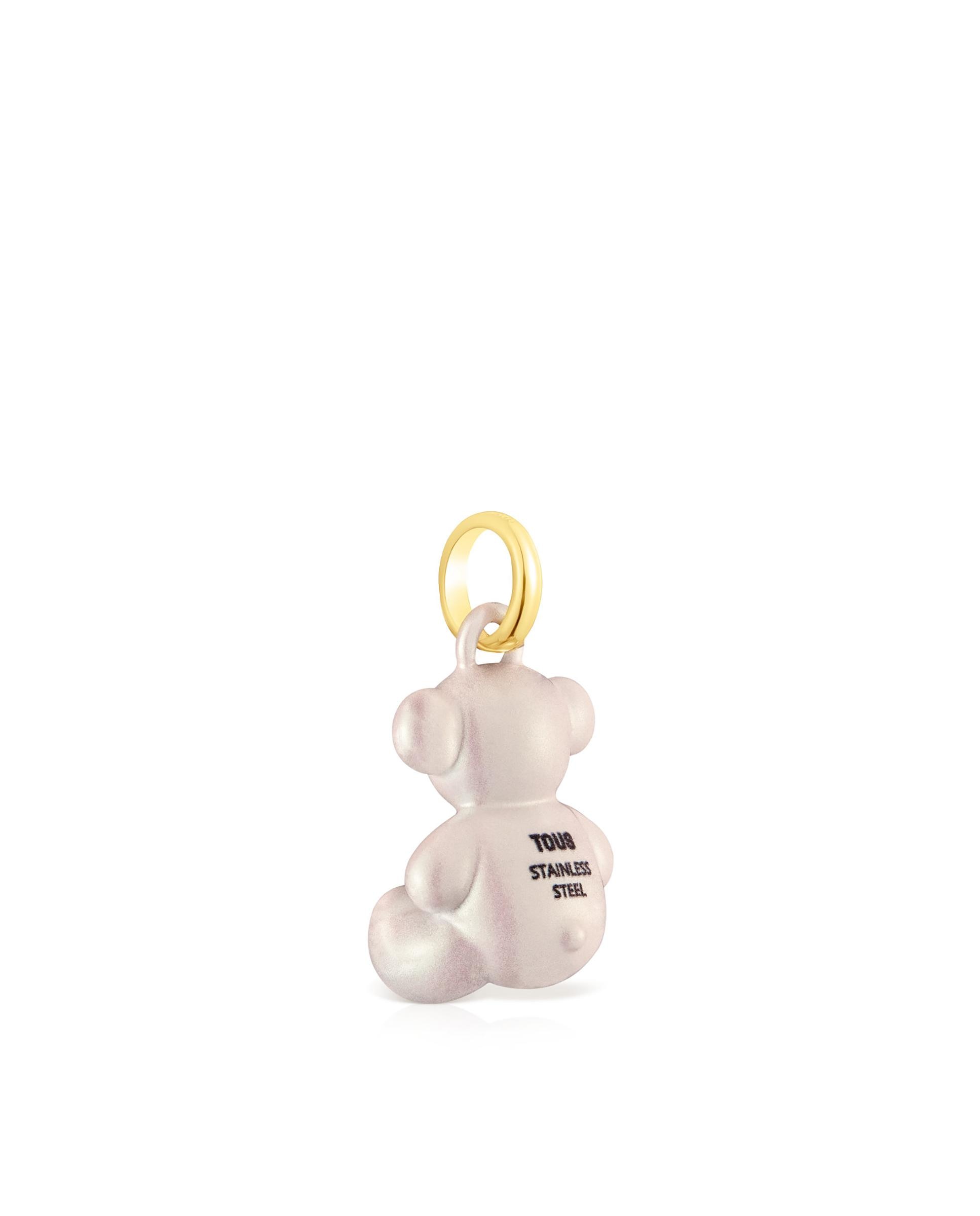 Pendente Bold Bear de Urso de Aço em Branco Prata-3