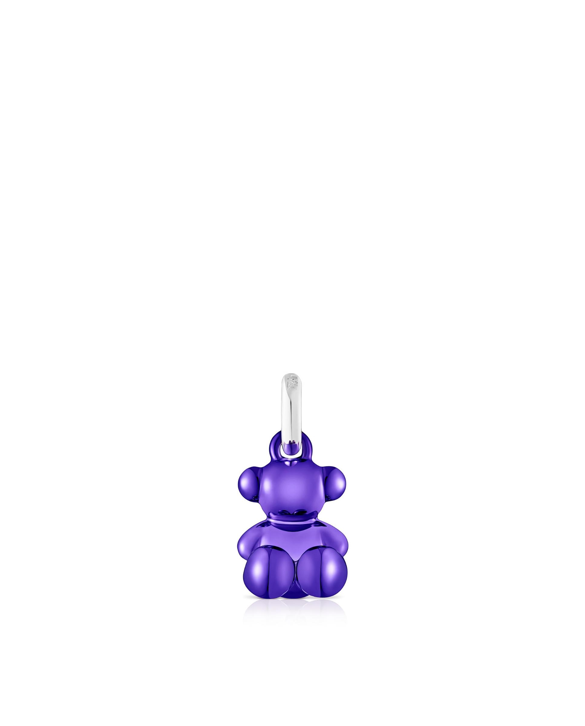 Pendente Bold Bear de Urso Pequeno de Aço em Roxo Metalizado Roxo-1