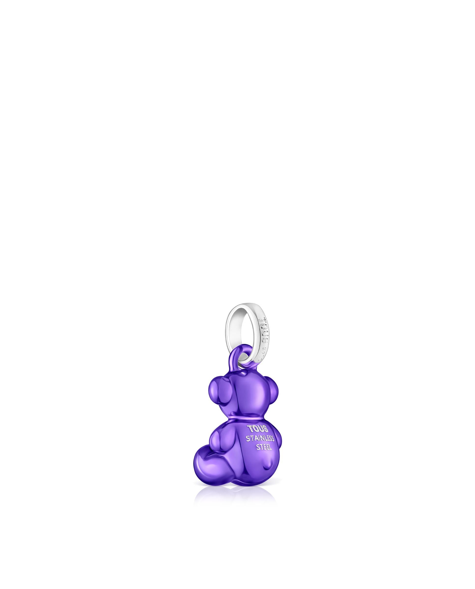 Pendente Bold Bear de Urso Pequeno de Aço em Roxo Metalizado Roxo-3