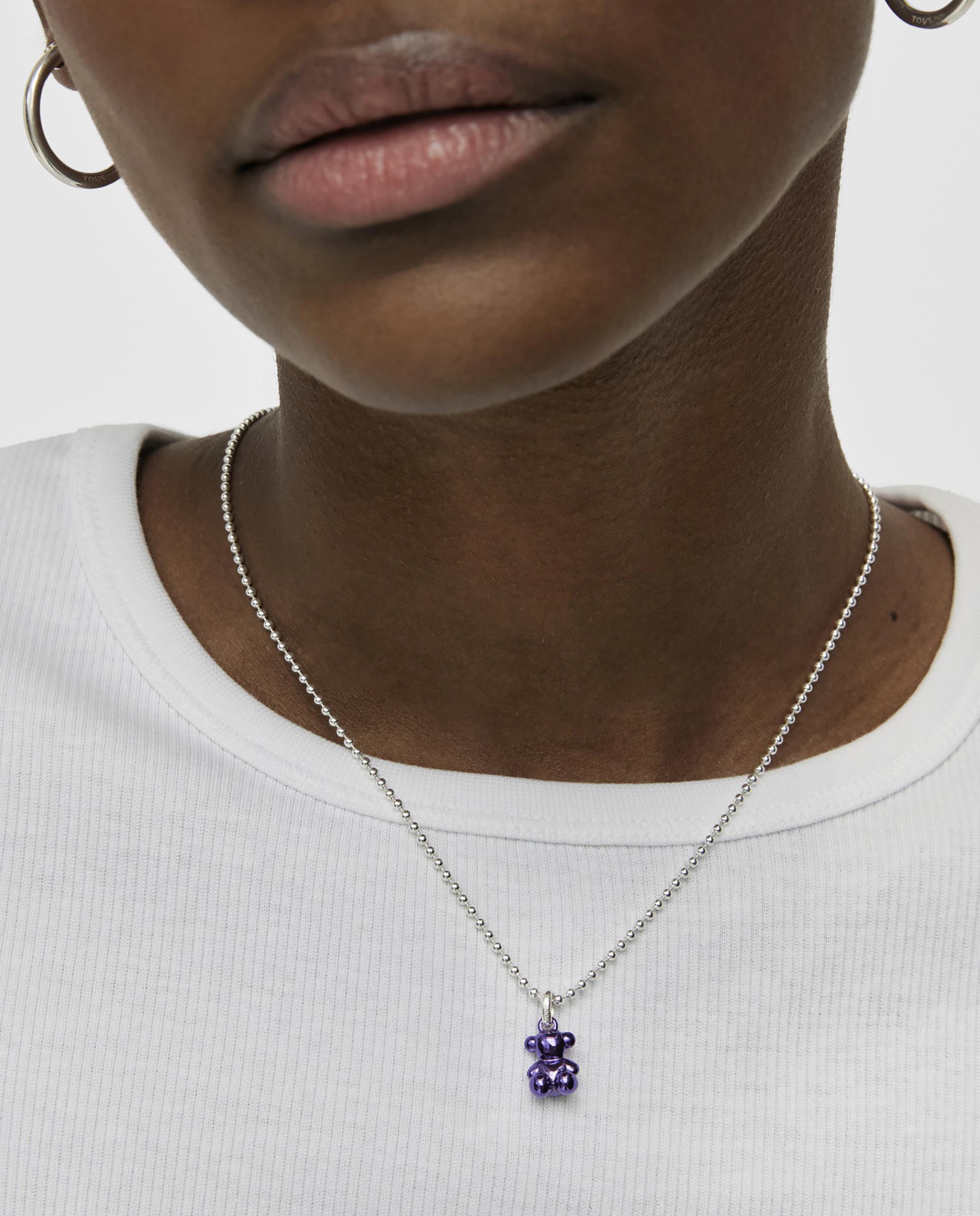 Pendente Bold Bear de Urso Pequeno de Aço em Roxo Metalizado Roxo-4