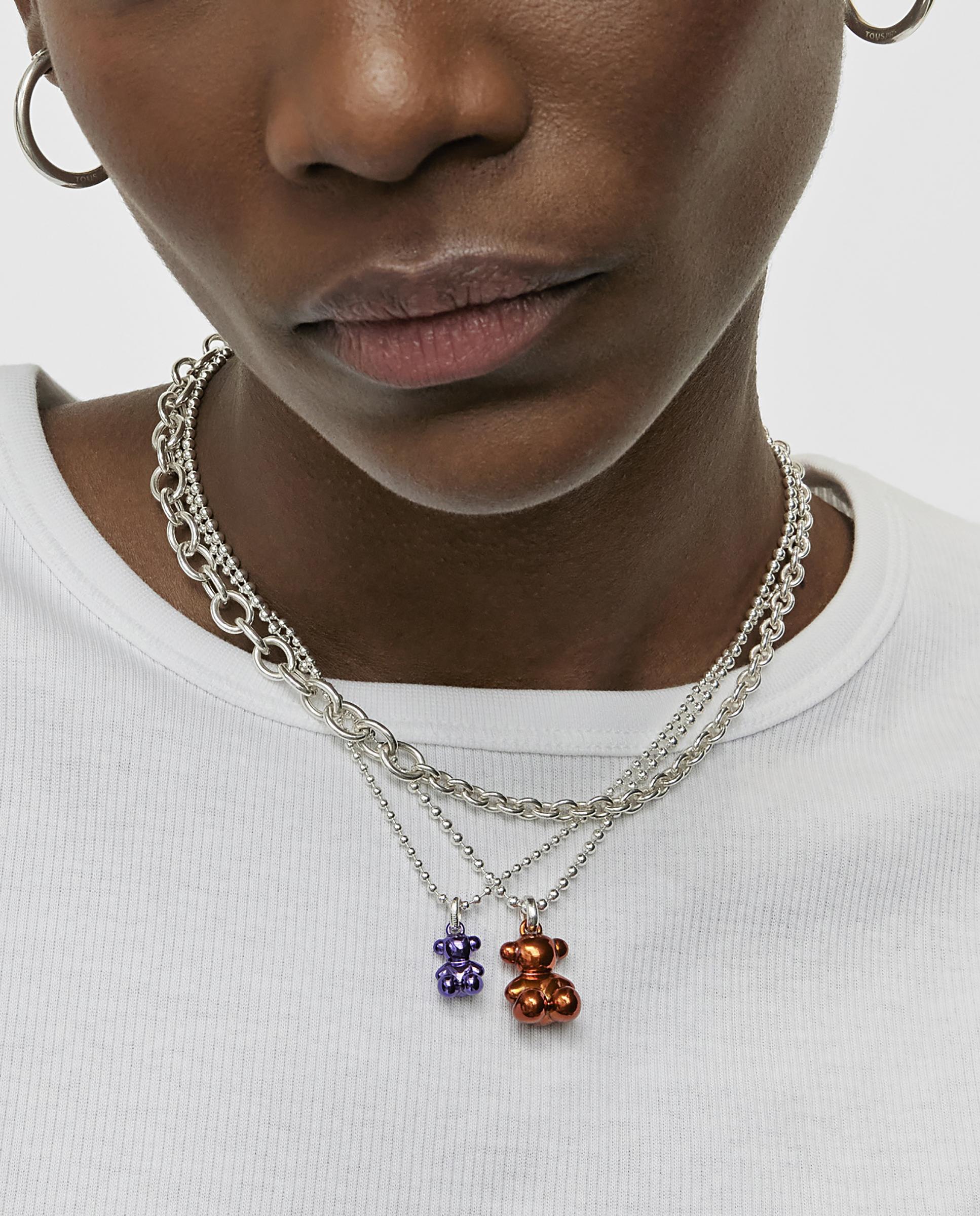 Pendente Bold Bear de Urso Pequeno de Aço em Roxo Metalizado Roxo-6