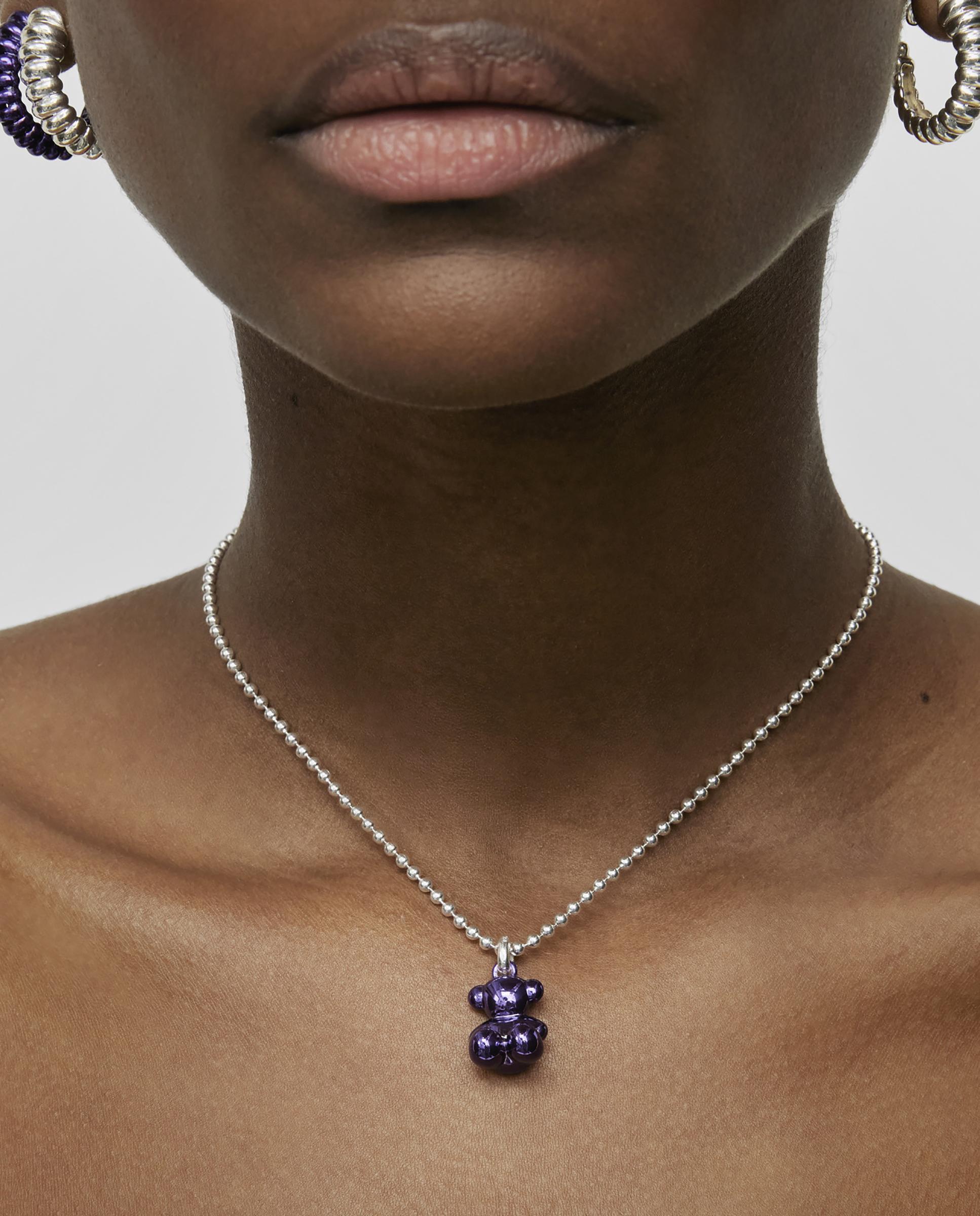 Pendentes Bold Bear de Urso de Aço em Roxo Metalizado Roxo-4