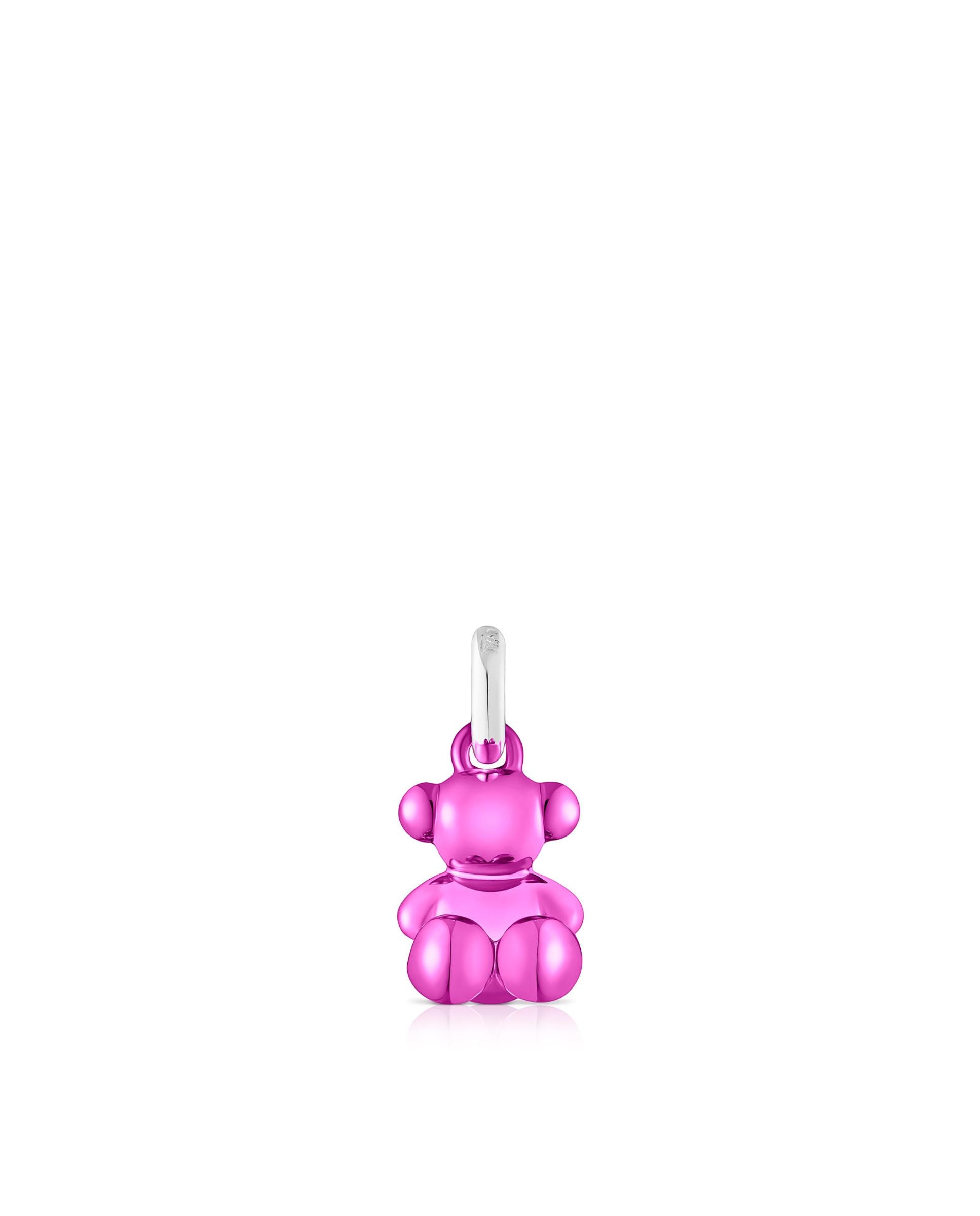 Pendente Bold Bear de Urso Pequeno de Aço em Fúcsia Metalizado Fúcsia-1