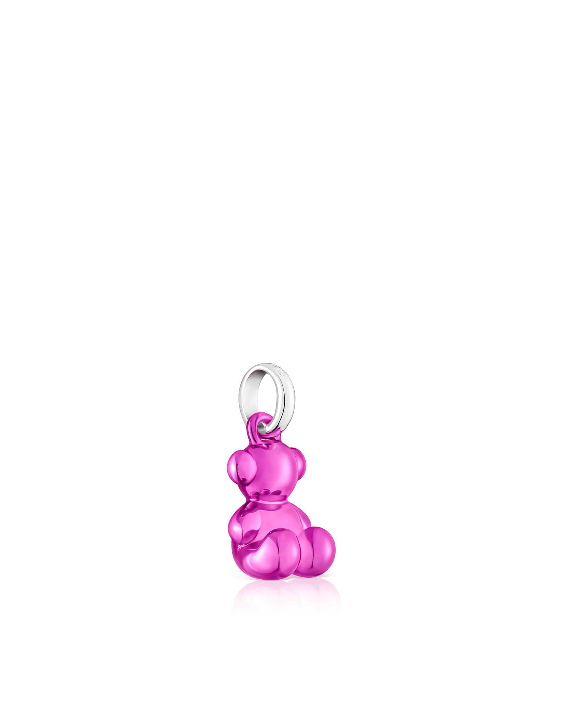 Pendente Bold Bear de Urso Pequeno de Aço em Fúcsia Metalizado Fúcsia-2