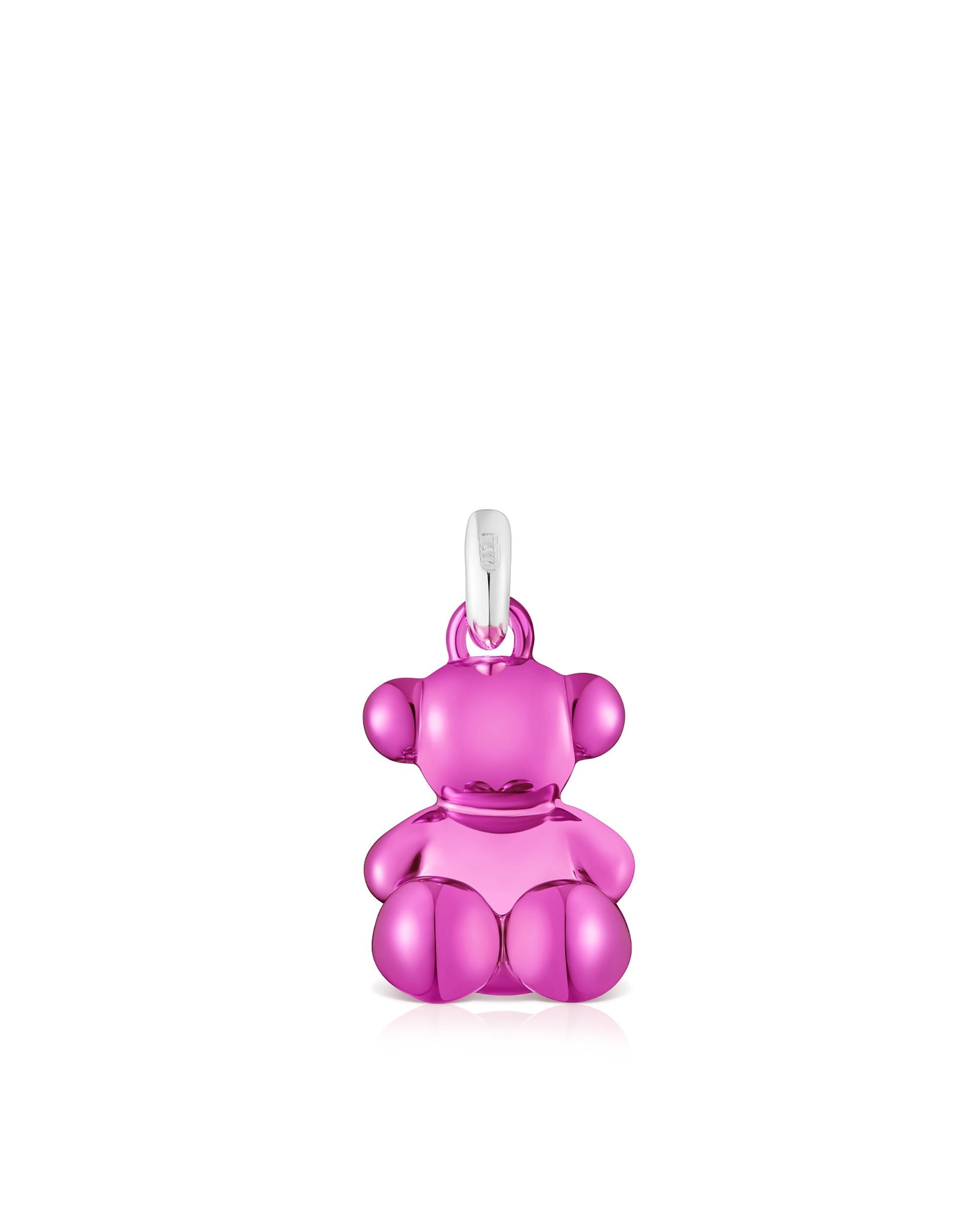 Pendente Bold Bear de Urso de Aço em Fúcsia Metalizado Rosa-1