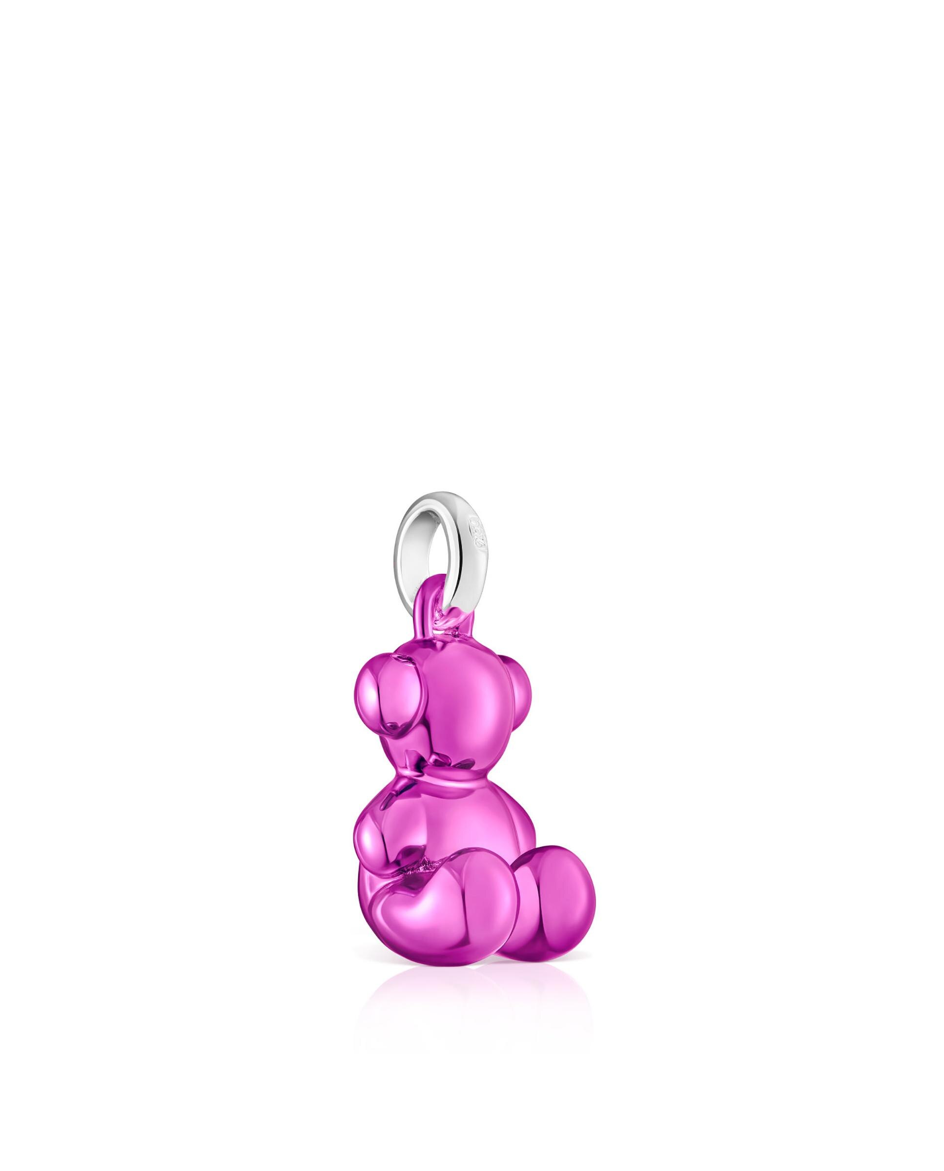 Pendente Bold Bear de Urso de Aço em Fúcsia Metalizado Rosa-2