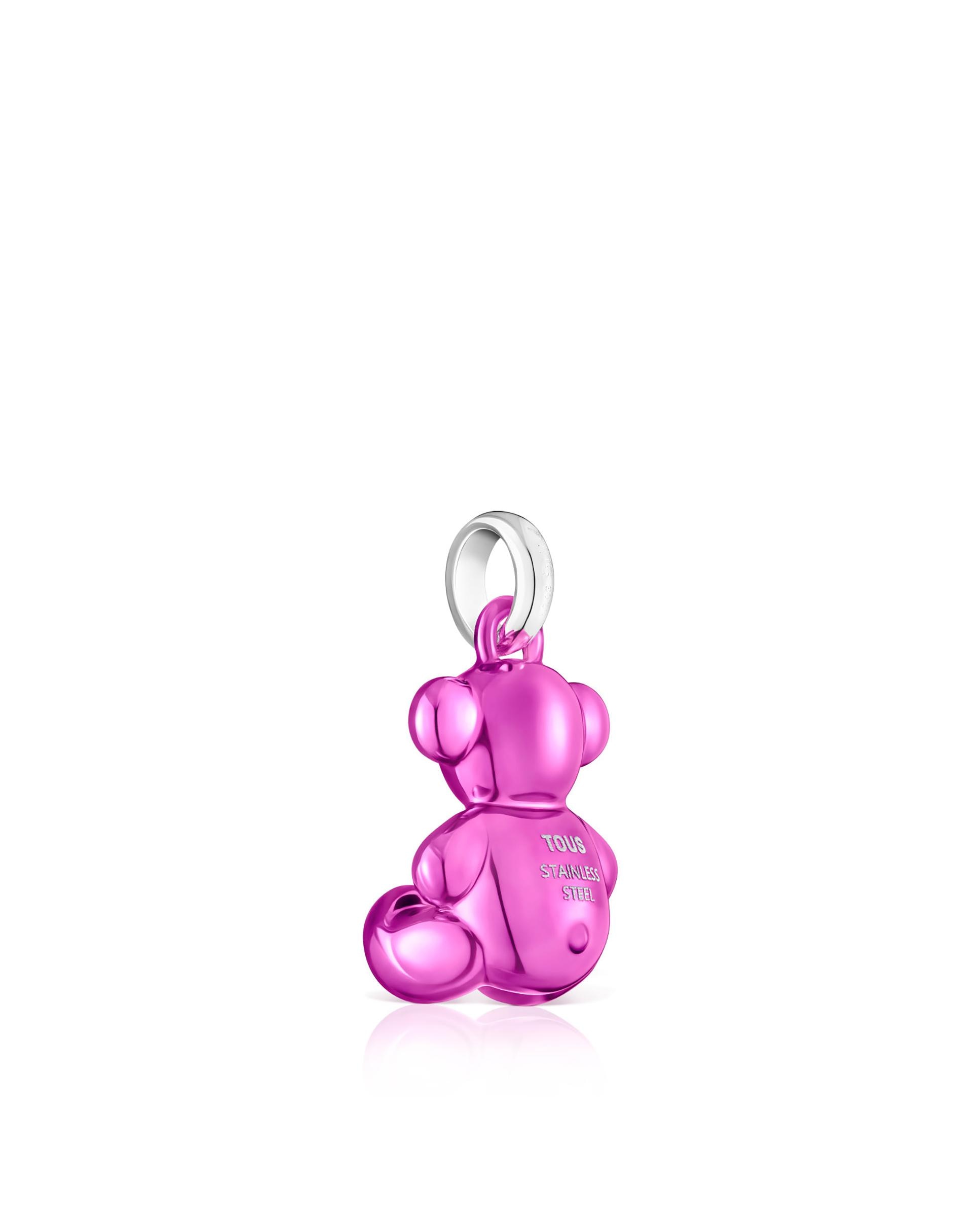 Pendente Bold Bear de Urso de Aço em Fúcsia Metalizado Rosa-3