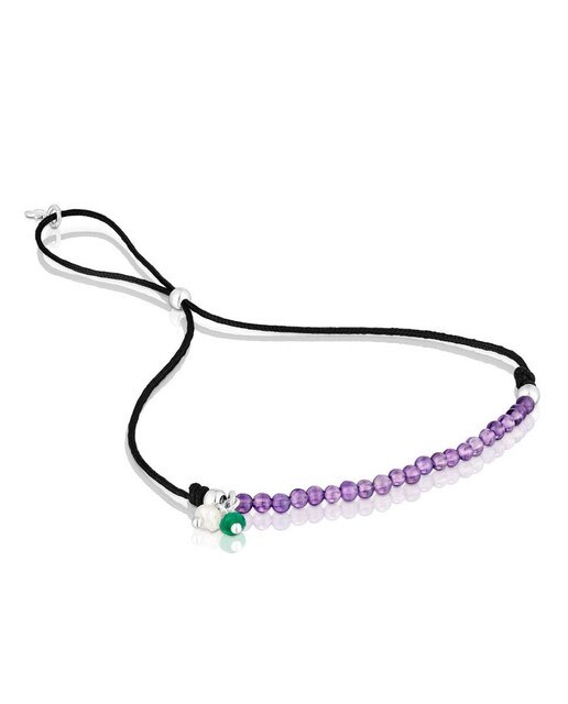 Imagem 0 de Pulseira Camille de Nylon Preto com Ametistas
