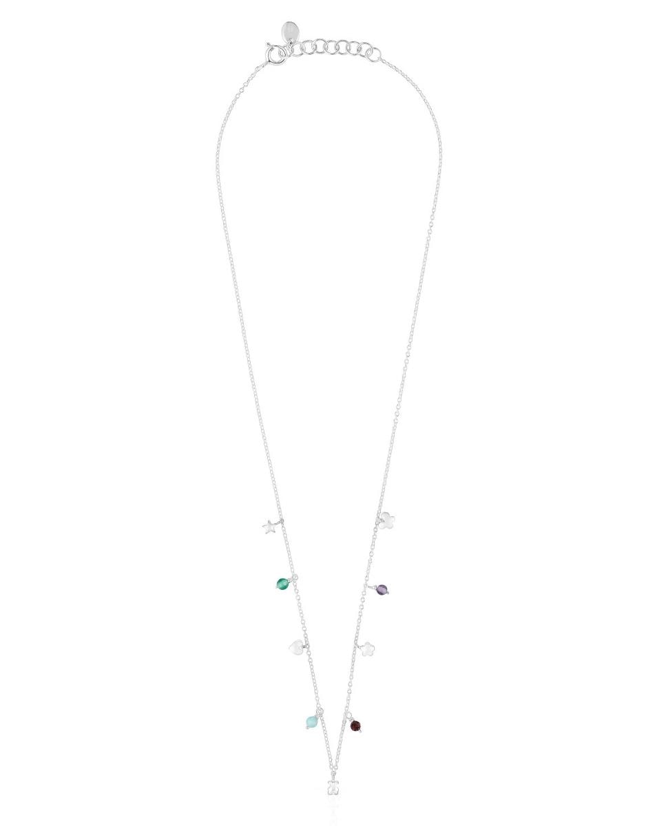 Colar Bold Motif de Prata e Pedras Preciosas com Motivos Variados Multicolor-1
