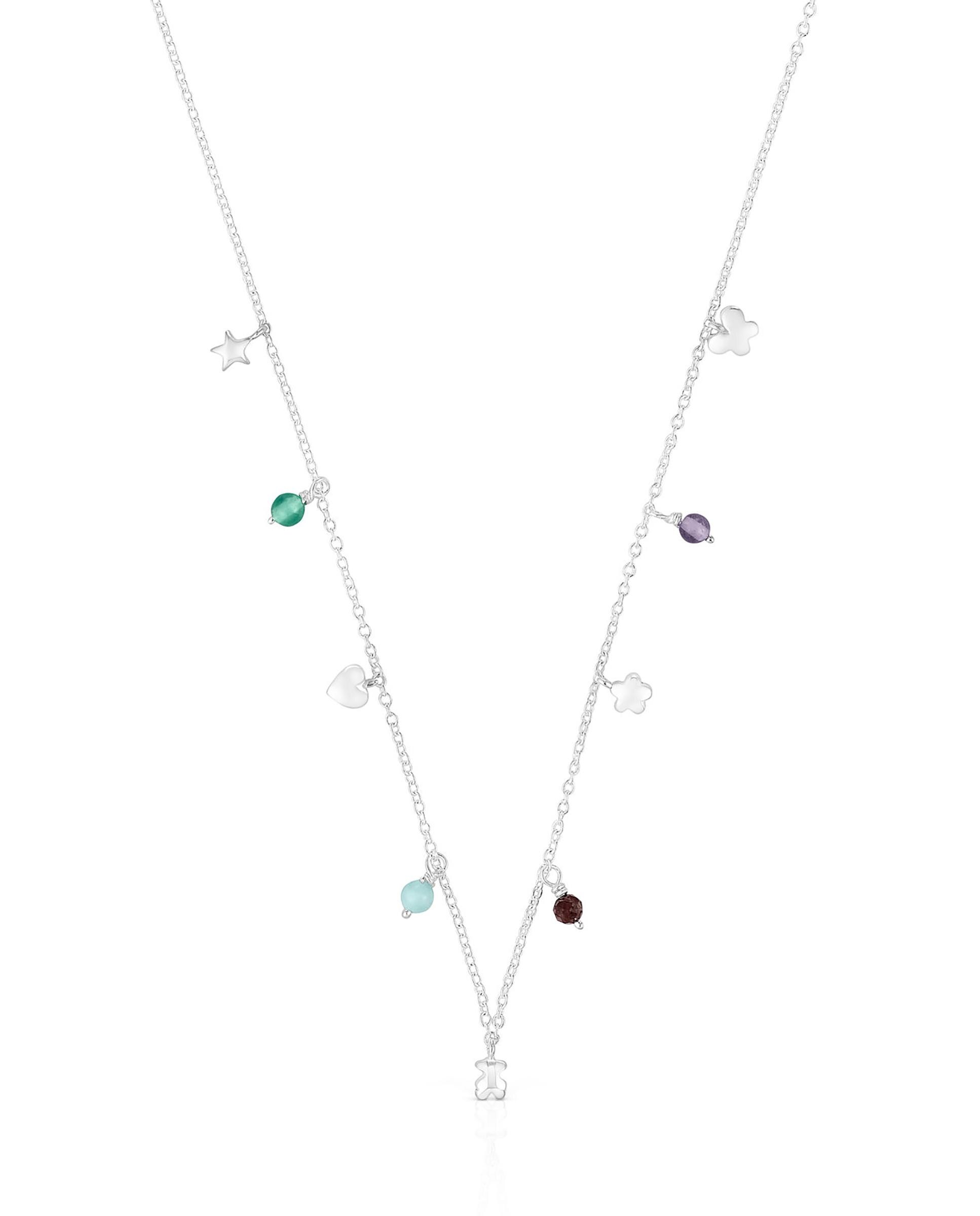 Colar Bold Motif de Prata e Pedras Preciosas com Motivos Variados Multicolor-2