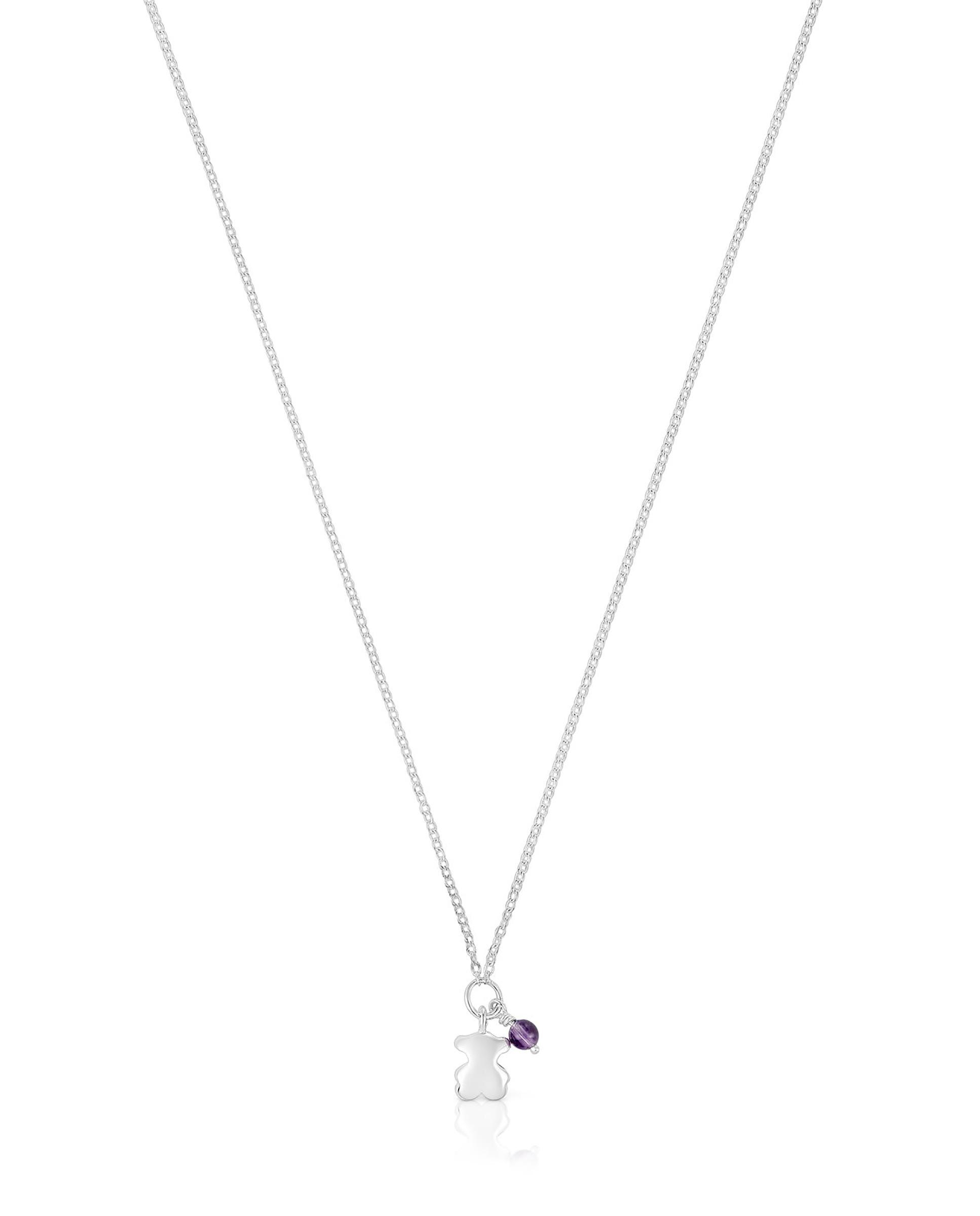 Colar Bold Motif de Prata e Ametista com Urso Roxo-2