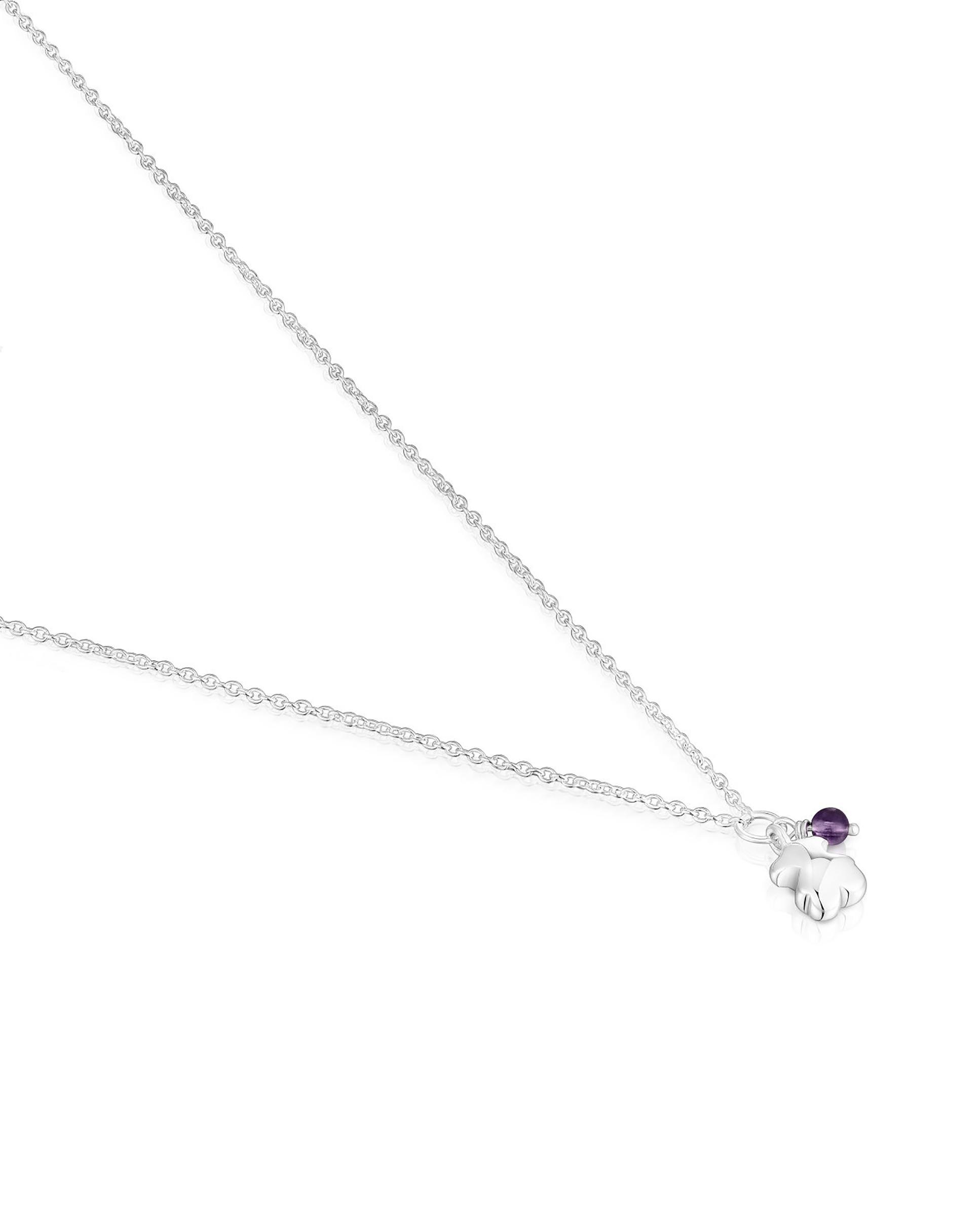 Colar Bold Motif de Prata e Ametista com Urso Roxo-3