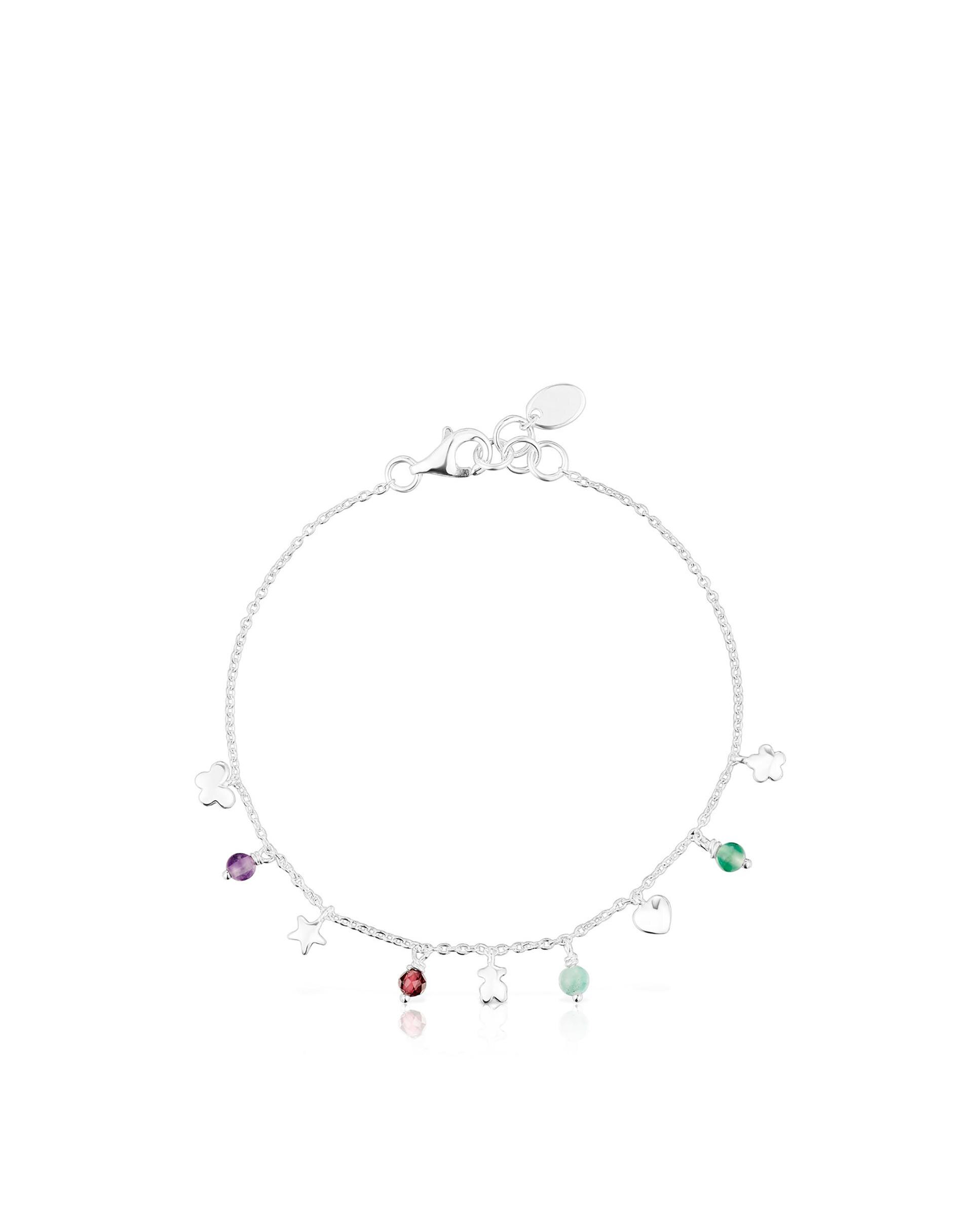 Pulseira de Corrente Bold Motif de Prata e Pedras Preciosas Motivos Multicolor-2