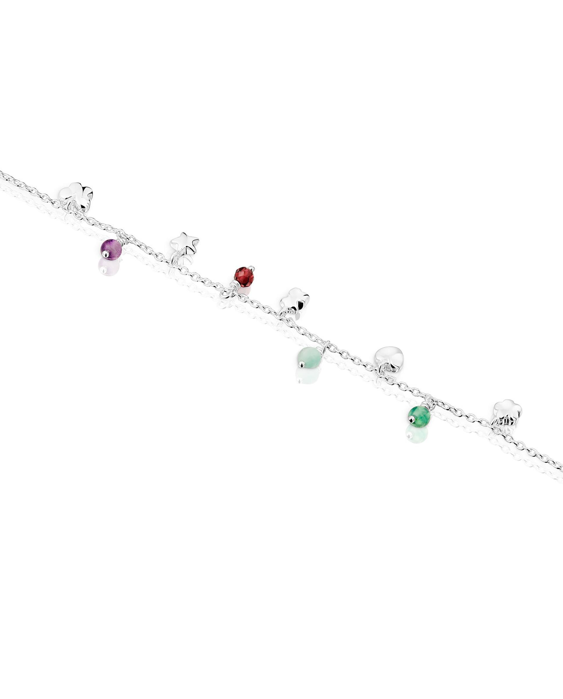 Pulseira de Corrente Bold Motif de Prata e Pedras Preciosas Motivos Multicolor-3