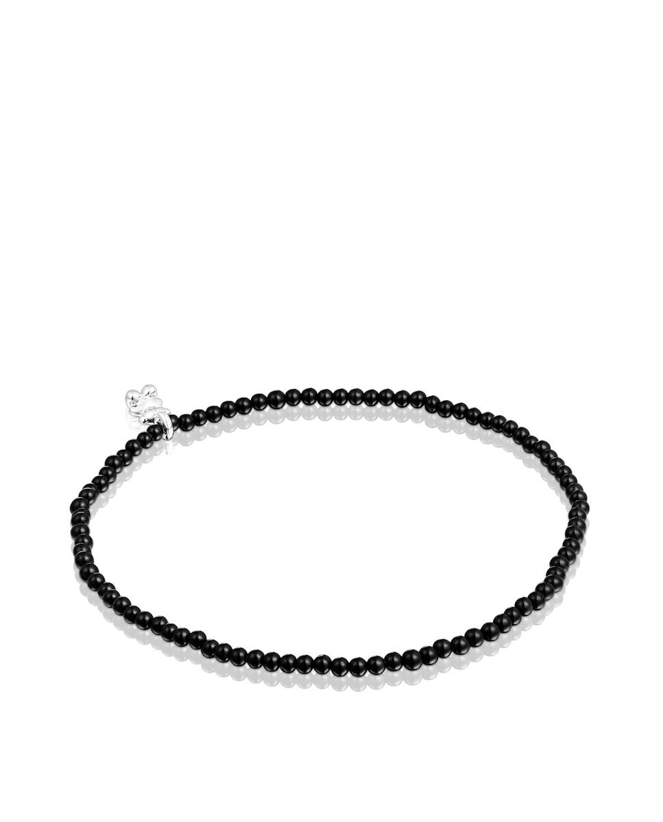 Pulseira Bold Bear Elástica com Onix e Urso de Prata Preto-3