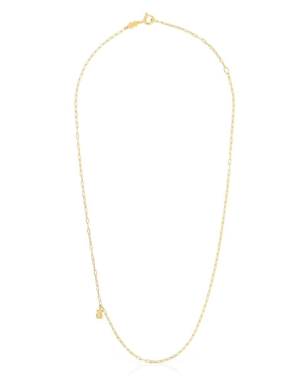 Colar Bold Bear Banhado em Ouro de 18 Kt Sobre Prata com Argolas Ovais Dourado-1