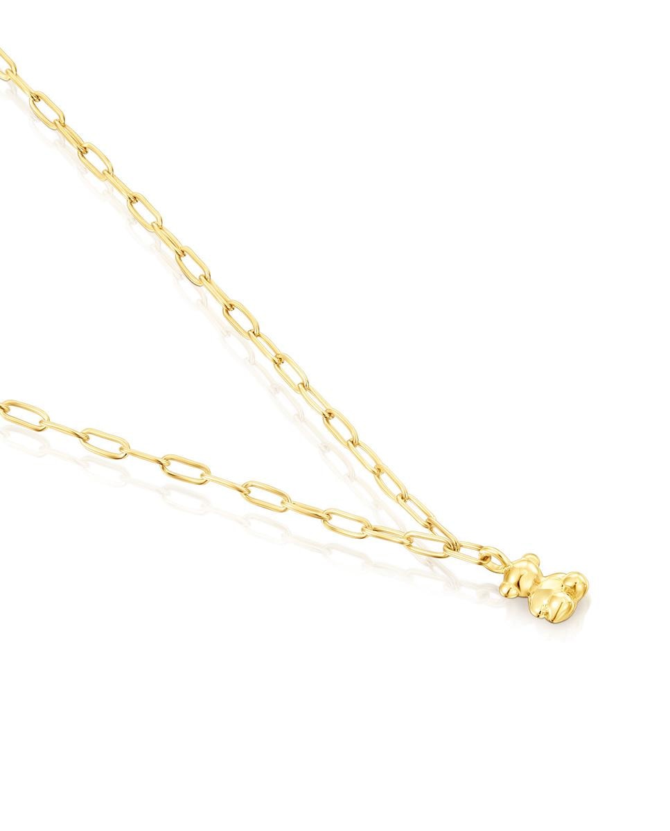 Colar Bold Bear Banhado em Ouro de 18 Kt Sobre Prata com Argolas Ovais Dourado-3