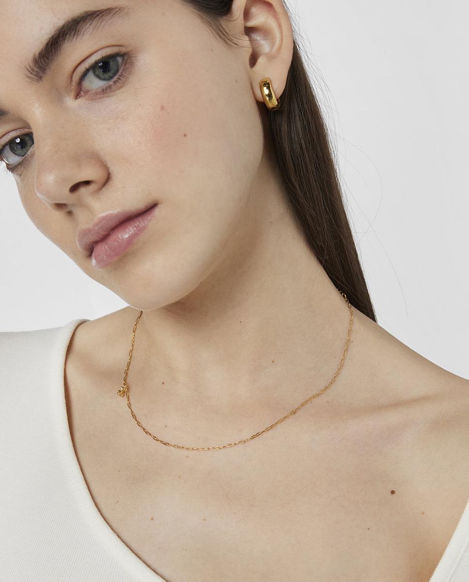 Colar Bold Bear Banhado em Ouro de 18 Kt Sobre Prata com Argolas Ovais Dourado-6