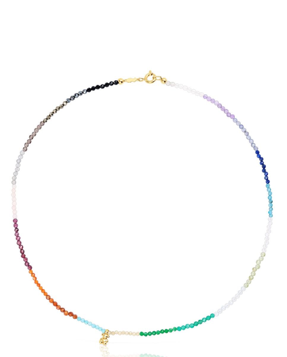 Colar Bold Bear Banhado a Ouro de 18 Kt Sobre Prata e Gemas Multicolor-1