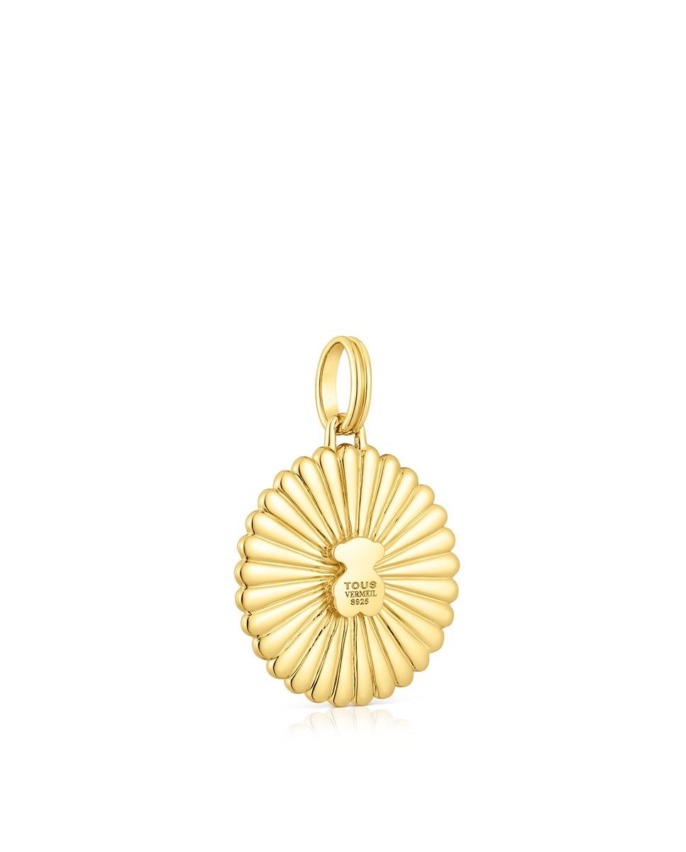 Pendentes Iris Motif Medalha Banhado em Ouro de 18 Kt Sobre Prata com Urso Ouro-3