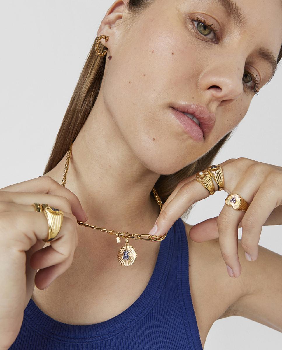 Pendentes Iris Motif Medalha Banhado em Ouro de 18 Kt Sobre Prata com Urso Ouro-4