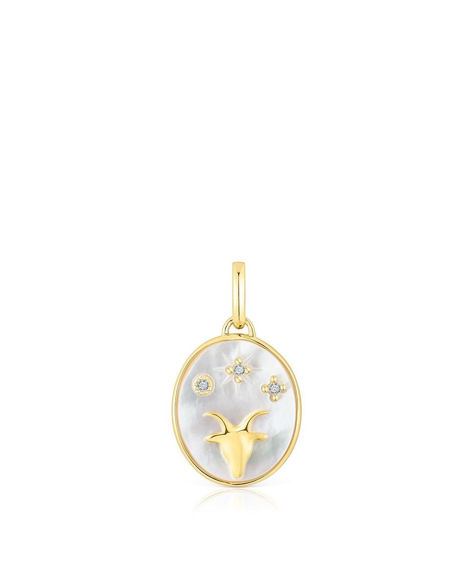 Pingente Horoscope Capricórnio de prata vermeil com nácar e topázios Multicolor-1