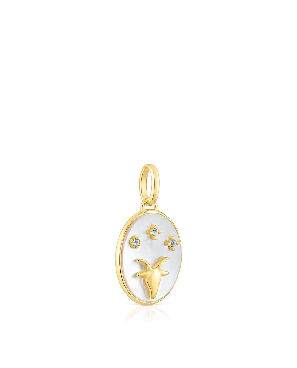 Pingente Horoscope Capricórnio de prata vermeil com nácar e topázios Multicolor-2