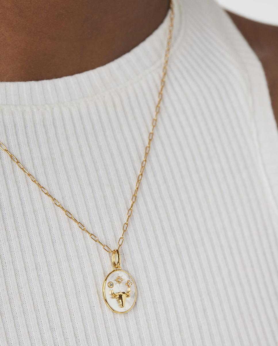 Pingente Horoscope Capricórnio de prata vermeil com nácar e topázios Multicolor-5