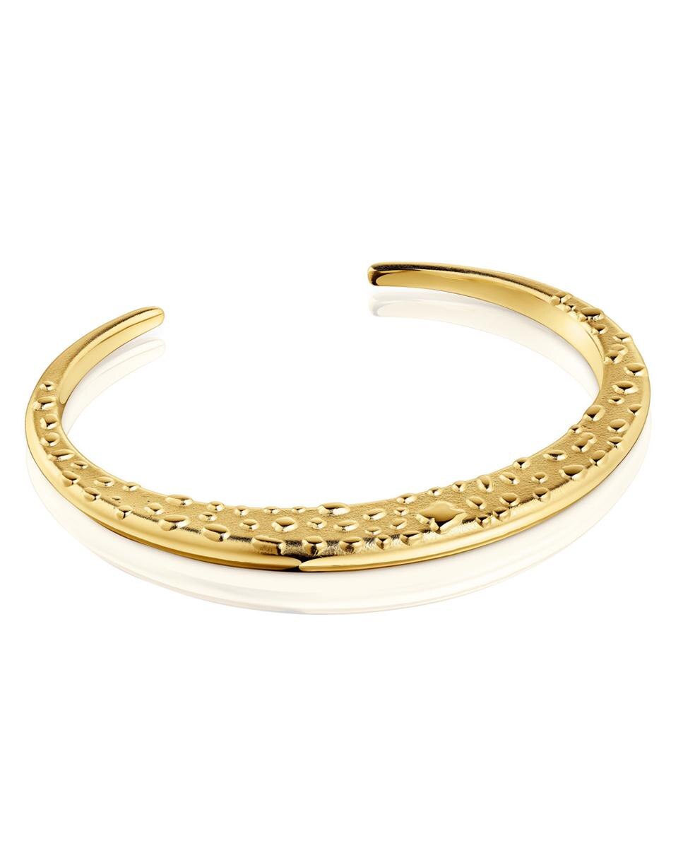 Pulseira Dybe Banhada a Ouro 18 Kt Sobre Prata Aberta com Textura Prateado-1